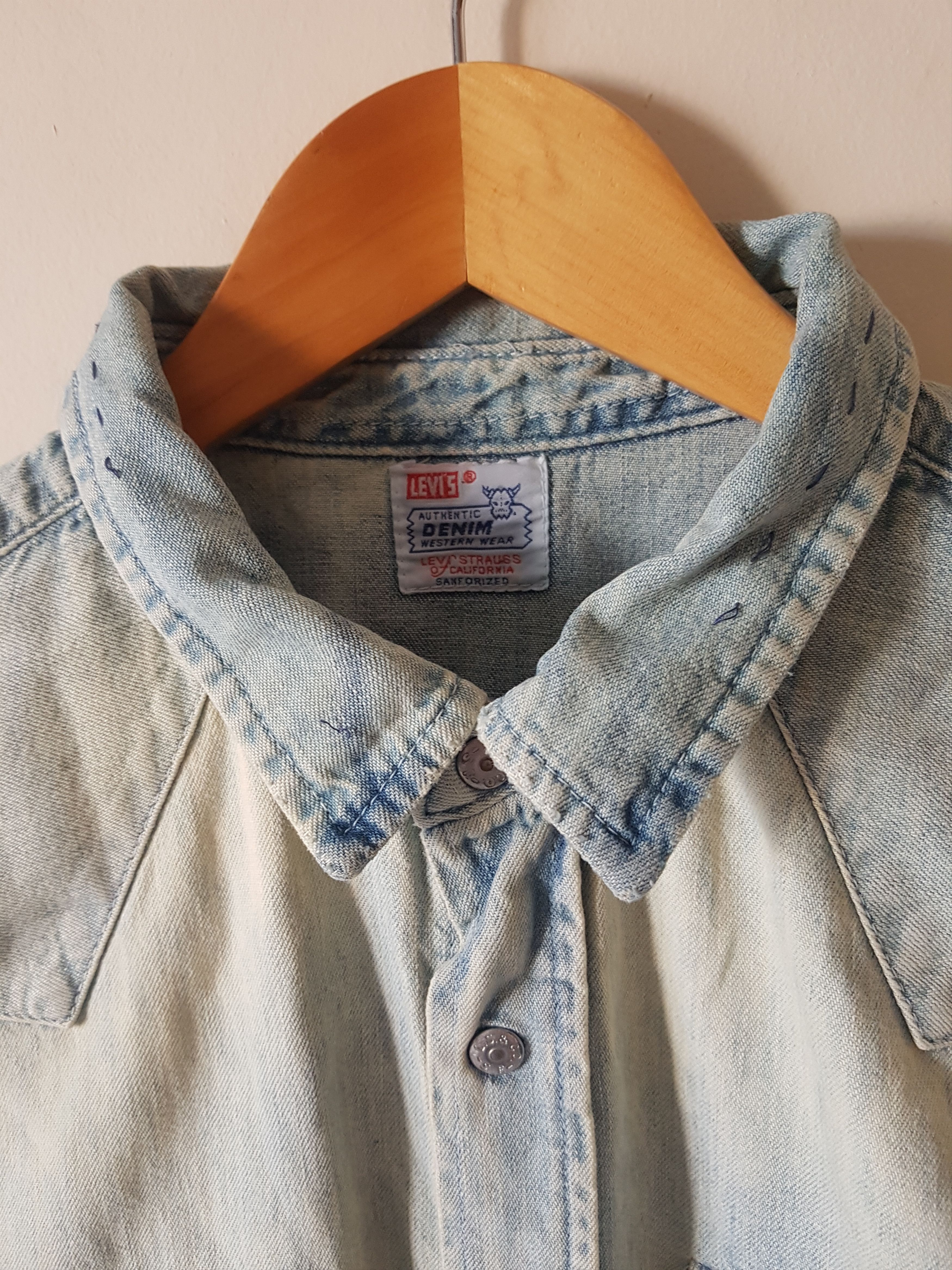 Levi's Vintage Clothing LVC 50's Shorthorn Western Denim Shirt Size US M / EU 48-50 / 2 - 2 Thumbnail