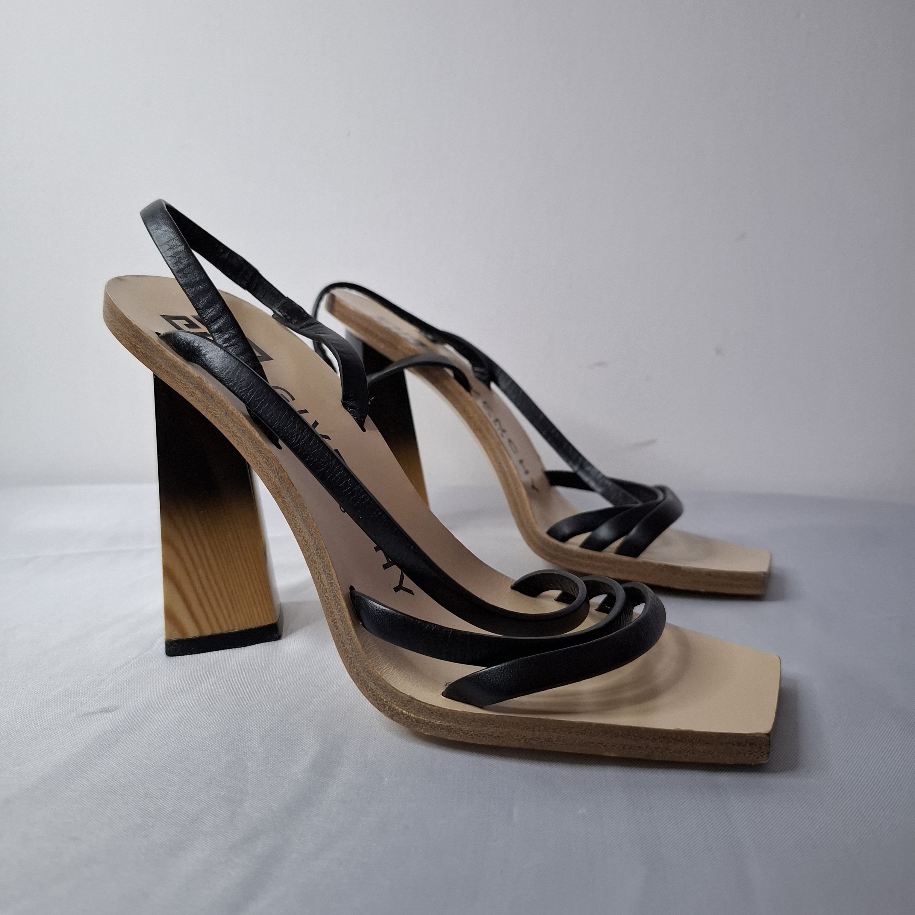 Givenchy Givenchy Losange Brown Wood & Leather Slingback Heels Size US 5 / IT 35 - 1 Thumbnail