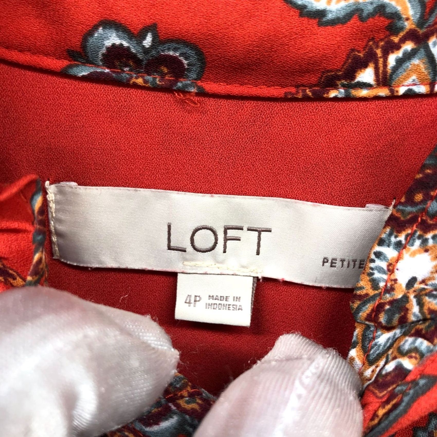 Loft LOFT Long Sleeve Mini Dress 4P Rust Orange A-Line Floral Ruffle Collar Chiffon Dress Womens 4P Petite VINTAGE? No Size S / US 4 / IT 40 - 6 Thumbnail