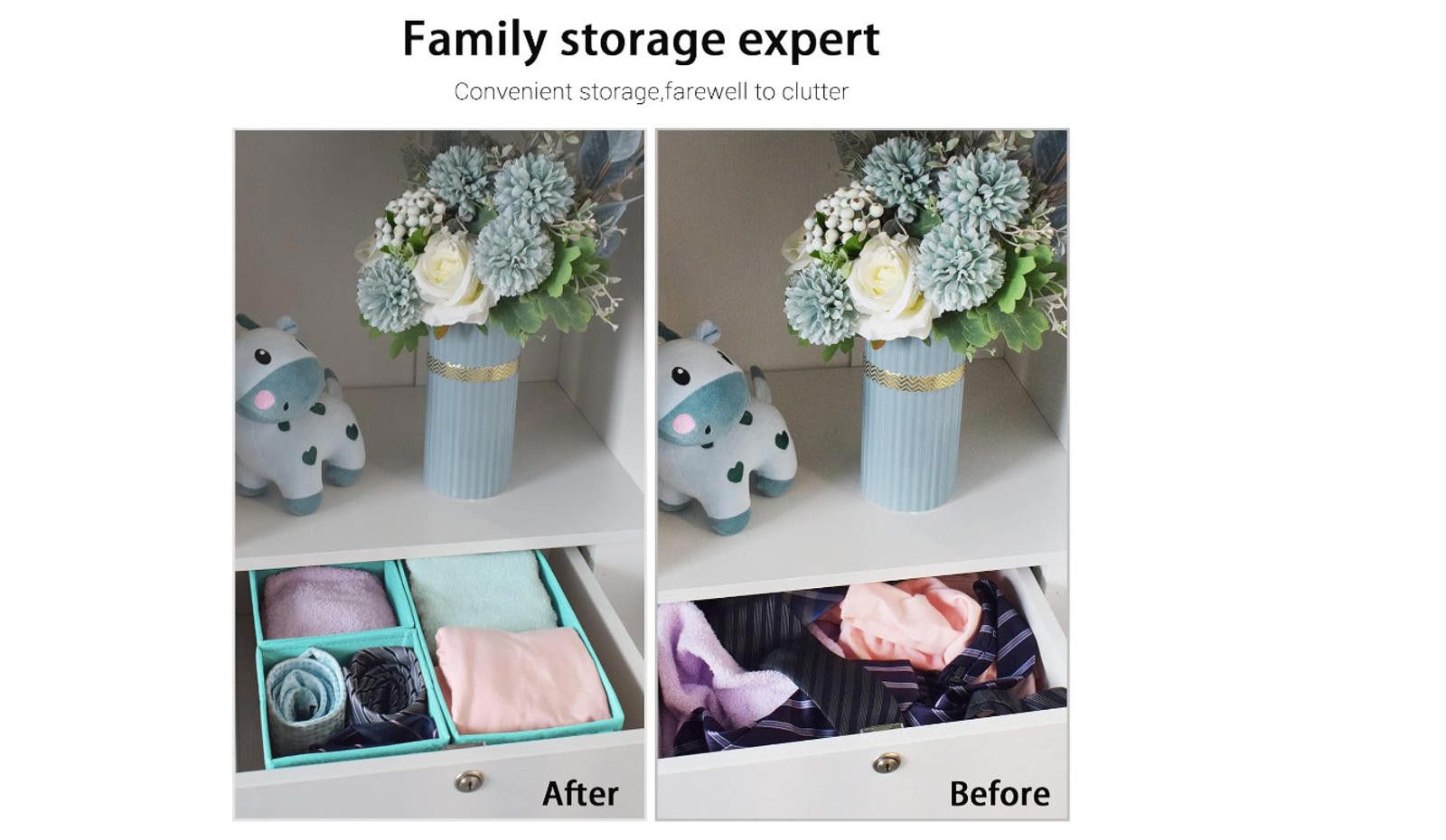 Designer Underwear Drawer Organizer Basket Bins Fabric Drawer Divider Size ONE SIZE - 8 Thumbnail