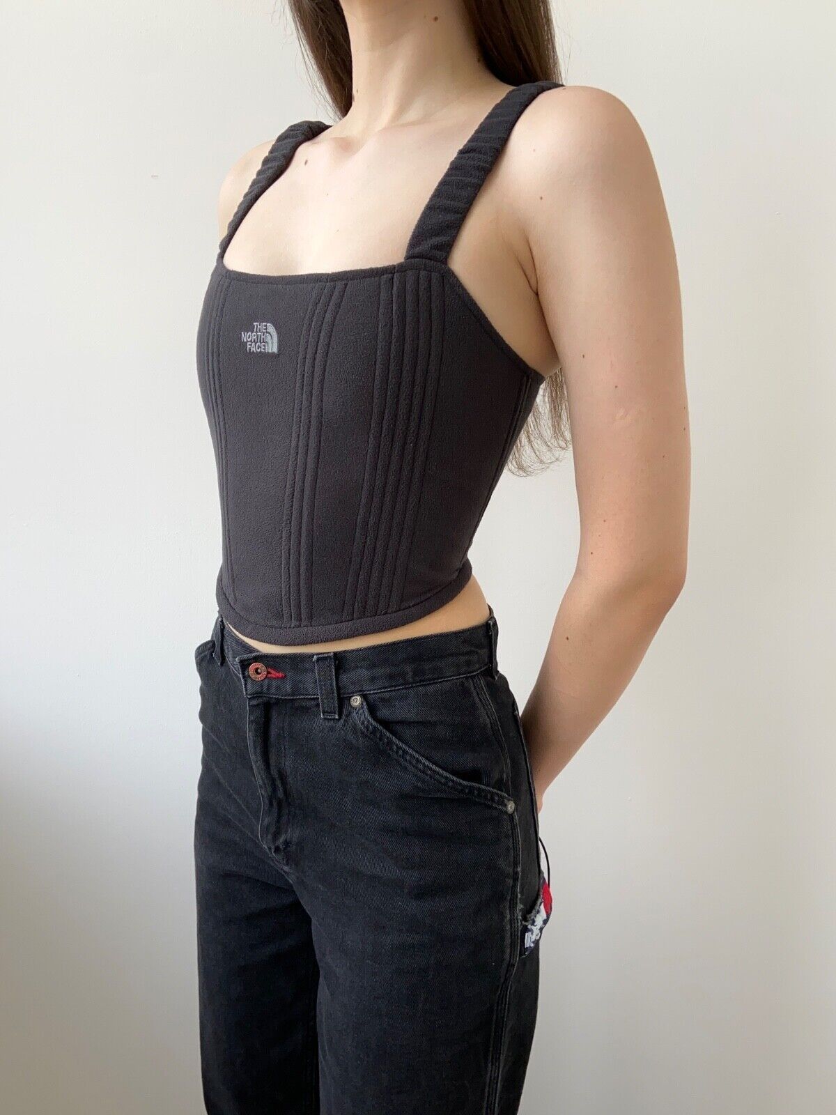 Handmade Handmade The North Face Black Fleece Women's Crop Top Corset Size S / US 4 / IT 40 - 10 Thumbnail