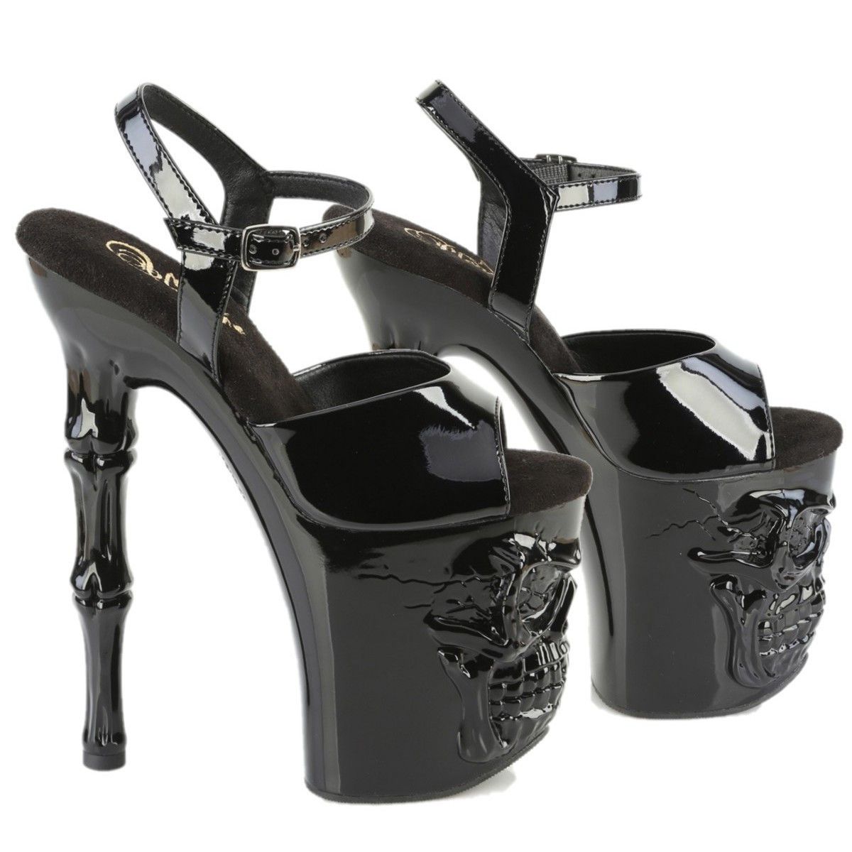 Other Rapture Black Patent Skull & Bones High Heel Platform Shoes Size US 8 / IT 38 - 2 Thumbnail