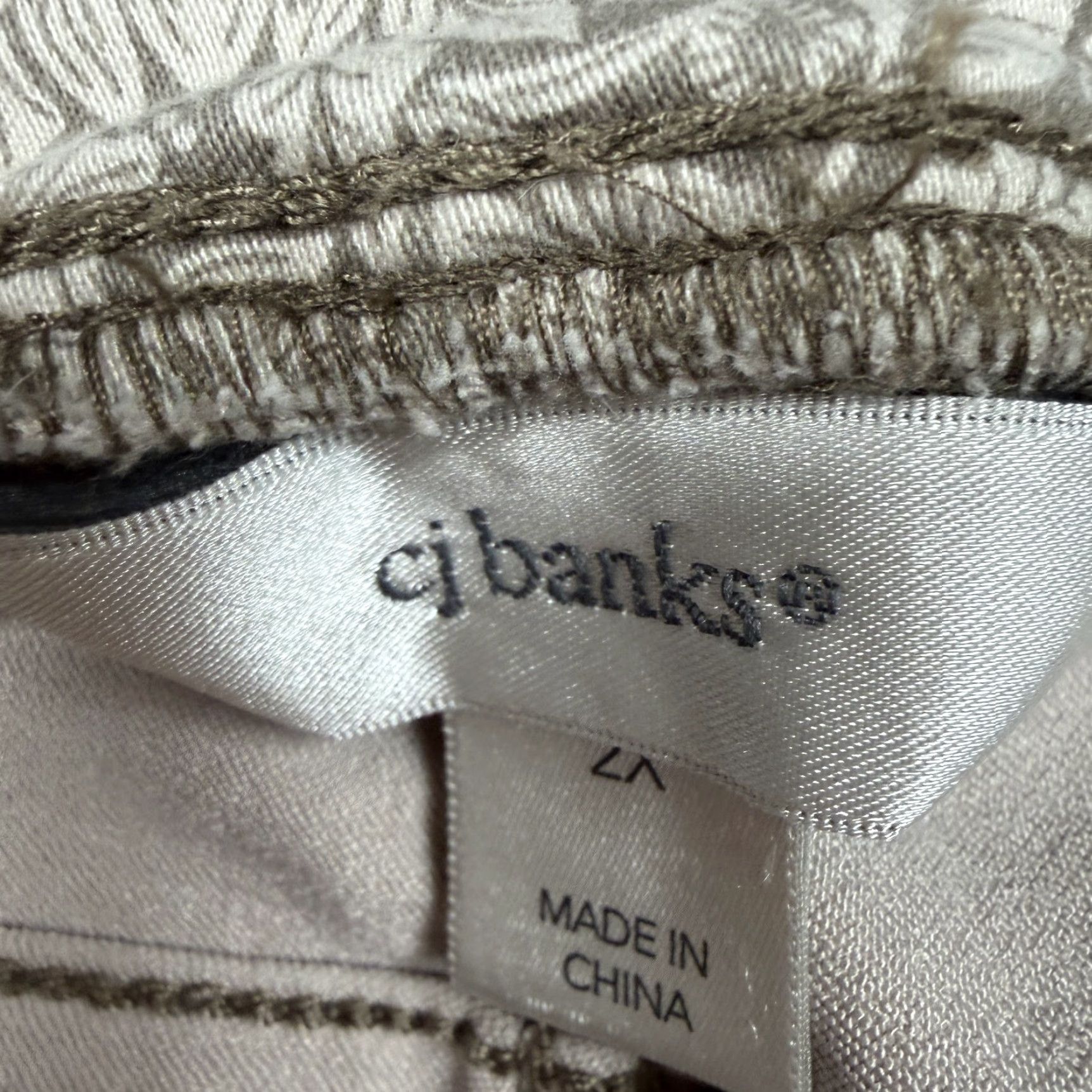 Vintage VINTAGE? No. CJ Banks Pants Womens 2X 45x30 Tan Beige Floral Tapered Stretch Pull On Size 40" / US 18 - 6 Thumbnail