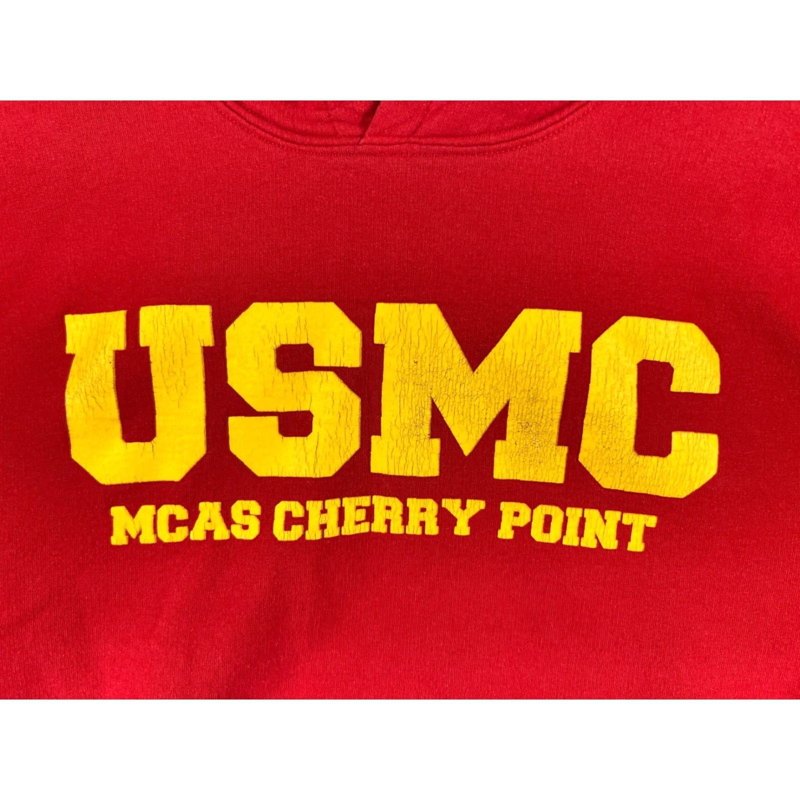 Vintage VINTAGE USMC Hoodie Mens Adult Medium Red Marines MCAS Cherry Point Pocket Read MV Sport Logo Jersey Cotton Pullover Crew Neck Long Sleeve Size US M / EU 48-50 / 2 - 6 Thumbnail