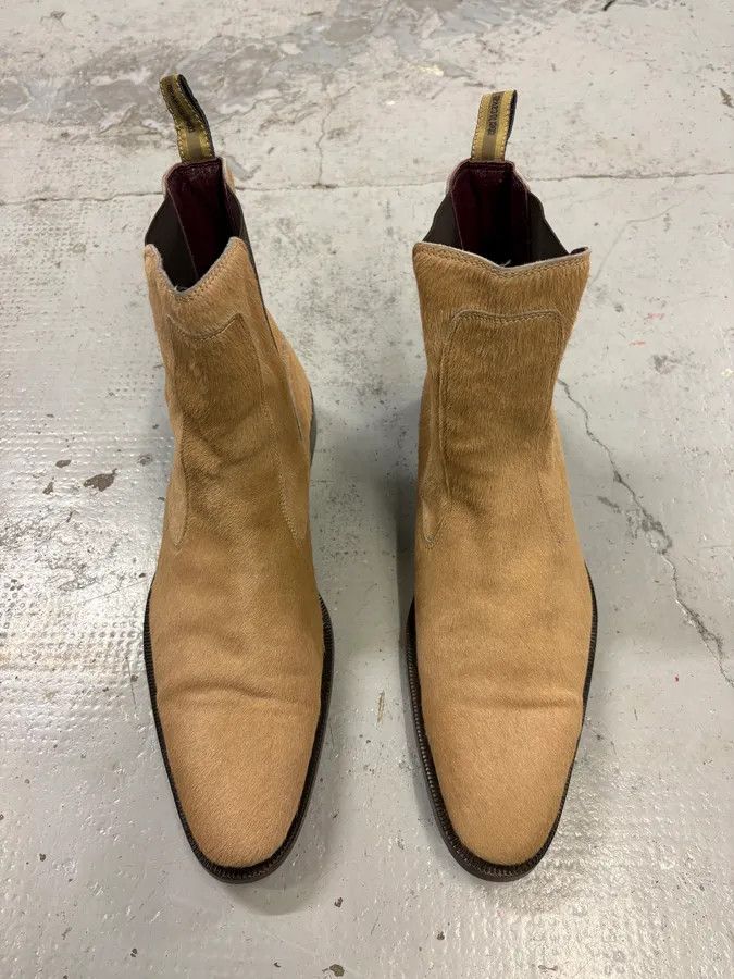 Roberto Cavalli 2000s Roberto Cavalli Beige Ponyhair Chelsea Leather Boots Size US 9 / EU 42 - 2 Thumbnail