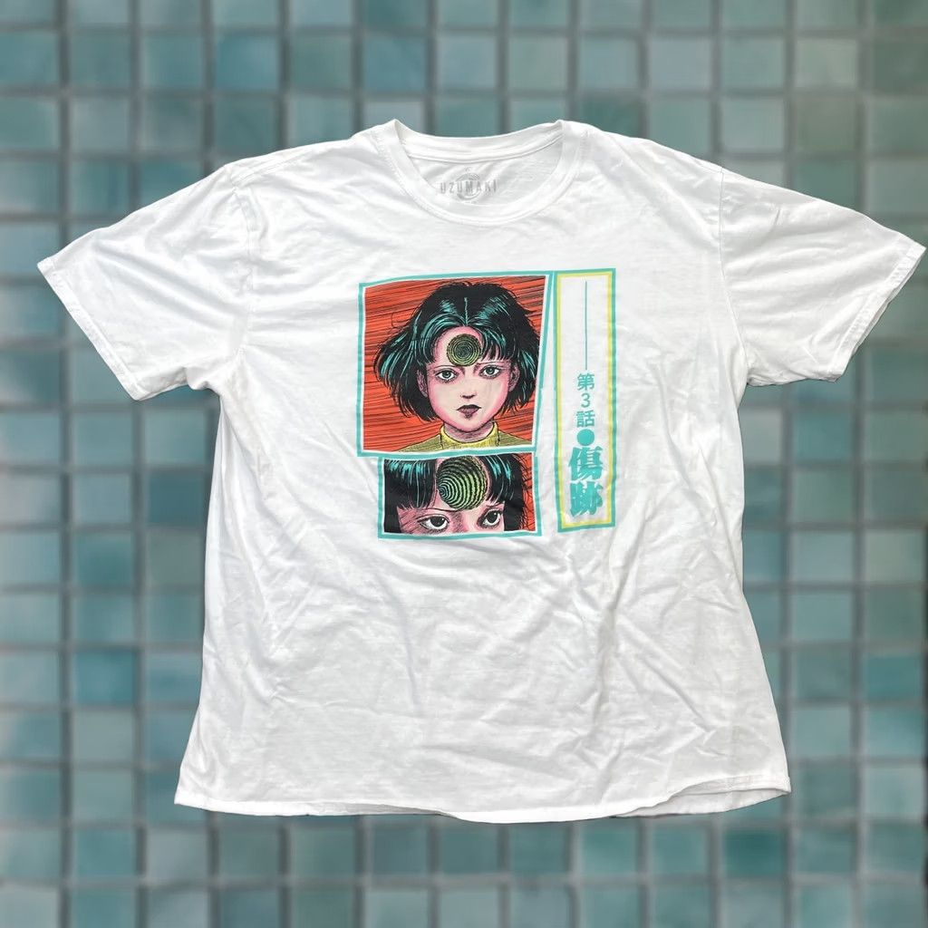 Vintage Uzumaki Shirt Men XL White Cotton Graphic Print Crew Neck Horror Anime Size US XL / EU 56 / 4 - 1 Thumbnail