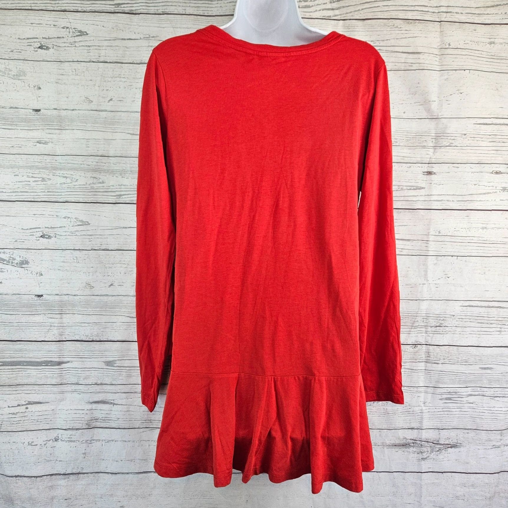 Vintage LOGO Lori Goldstein Womens Top Small Solid Red Long Sleeve Asymmetrical Hem Blouse Size S / US 4 / IT 40 - 3 Thumbnail