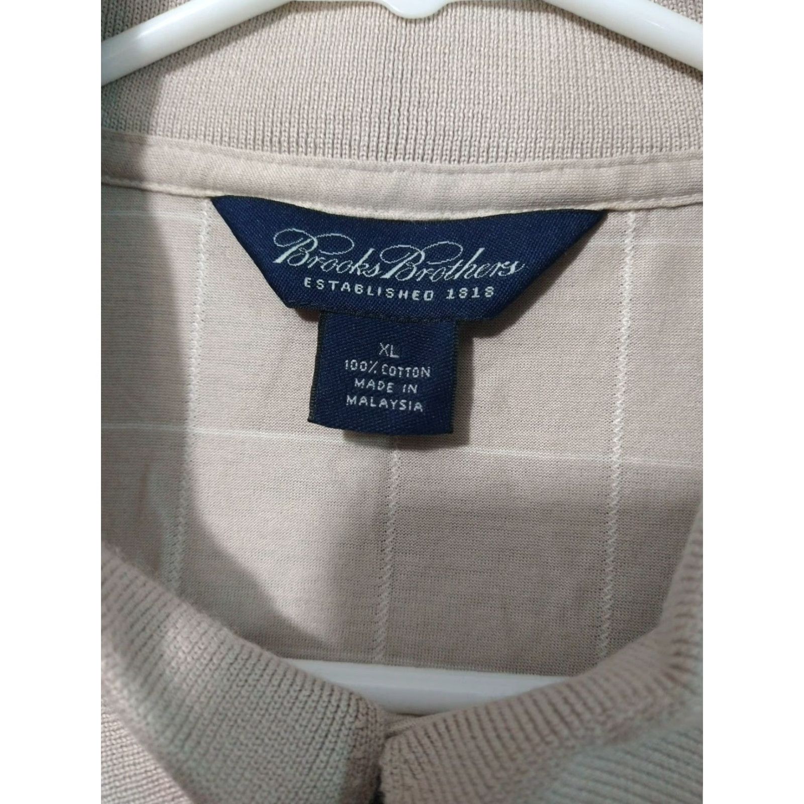 Brooks Brothers Brooks Brothers Shirt Polo Mens XL Beige Windowpane Short Sleeve Cotton Casual Size US XL / EU 56 / 4 - 5 Thumbnail