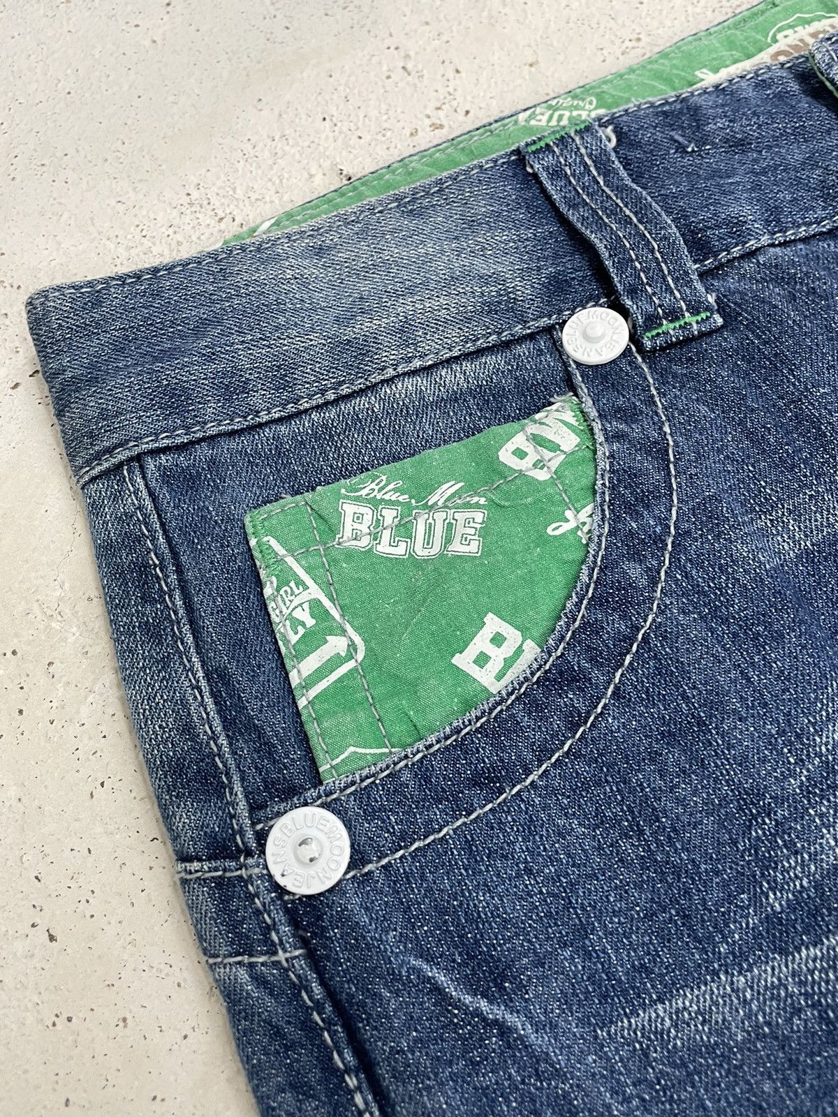 Blue Blue Japan Blue Moon Blue Wide Surf Y2K Style Back Pocket Printed Size US 30 / EU 46 - 10 Thumbnail