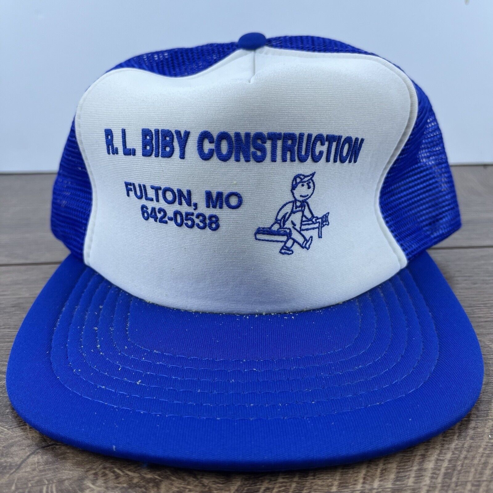 Other RL Biby Construction Hat Fulton Missouri Blue Adjustable Hat Size ONE SIZE - 2 Thumbnail