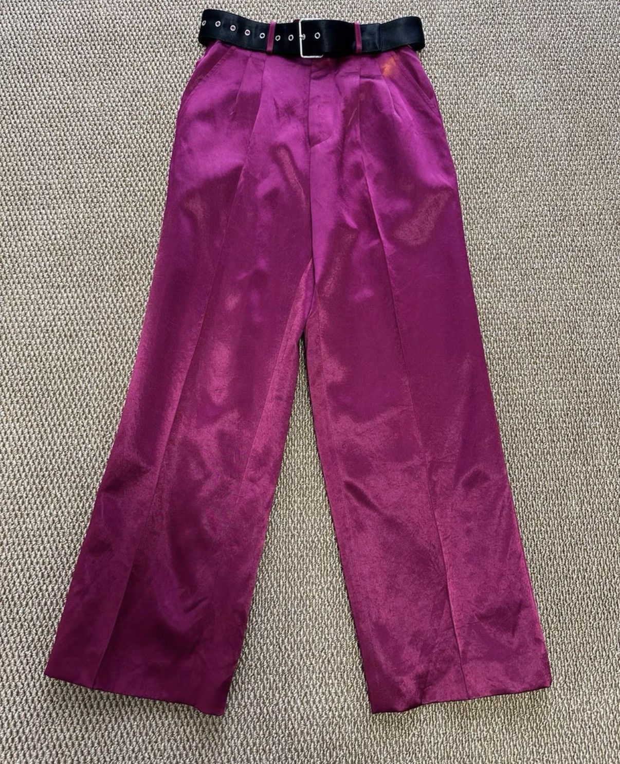 Peter Do Peter Do Red Satin Belted Trousers, Early Classic Model K23 Size 25" / US 0 / IT 36 - 1 Thumbnail