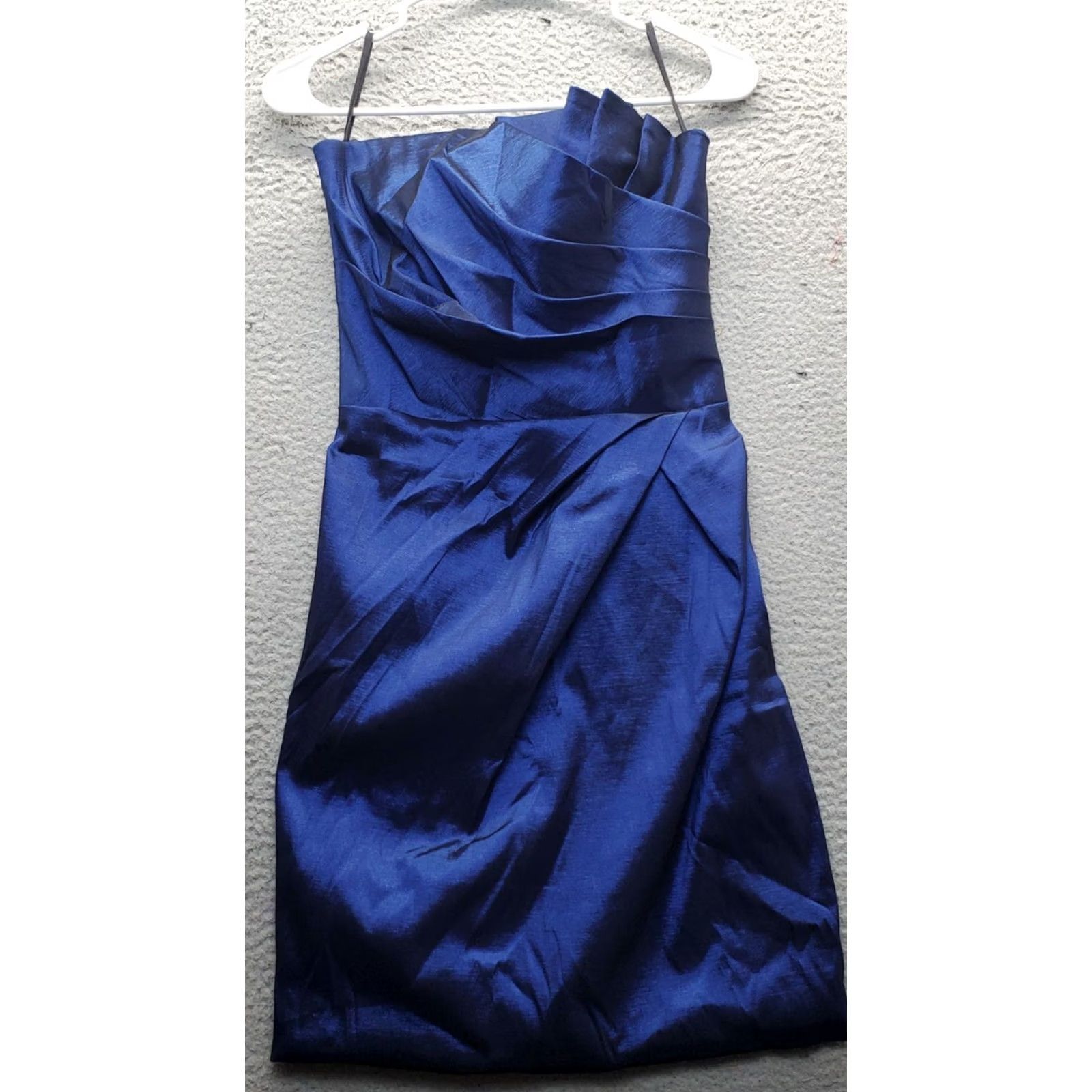 Vintage Bibian Pencil Dress Womens Size S Blue Lined Pleated Waist Stretch Back Zip Size S / US 4 / IT 40 - 2 Thumbnail