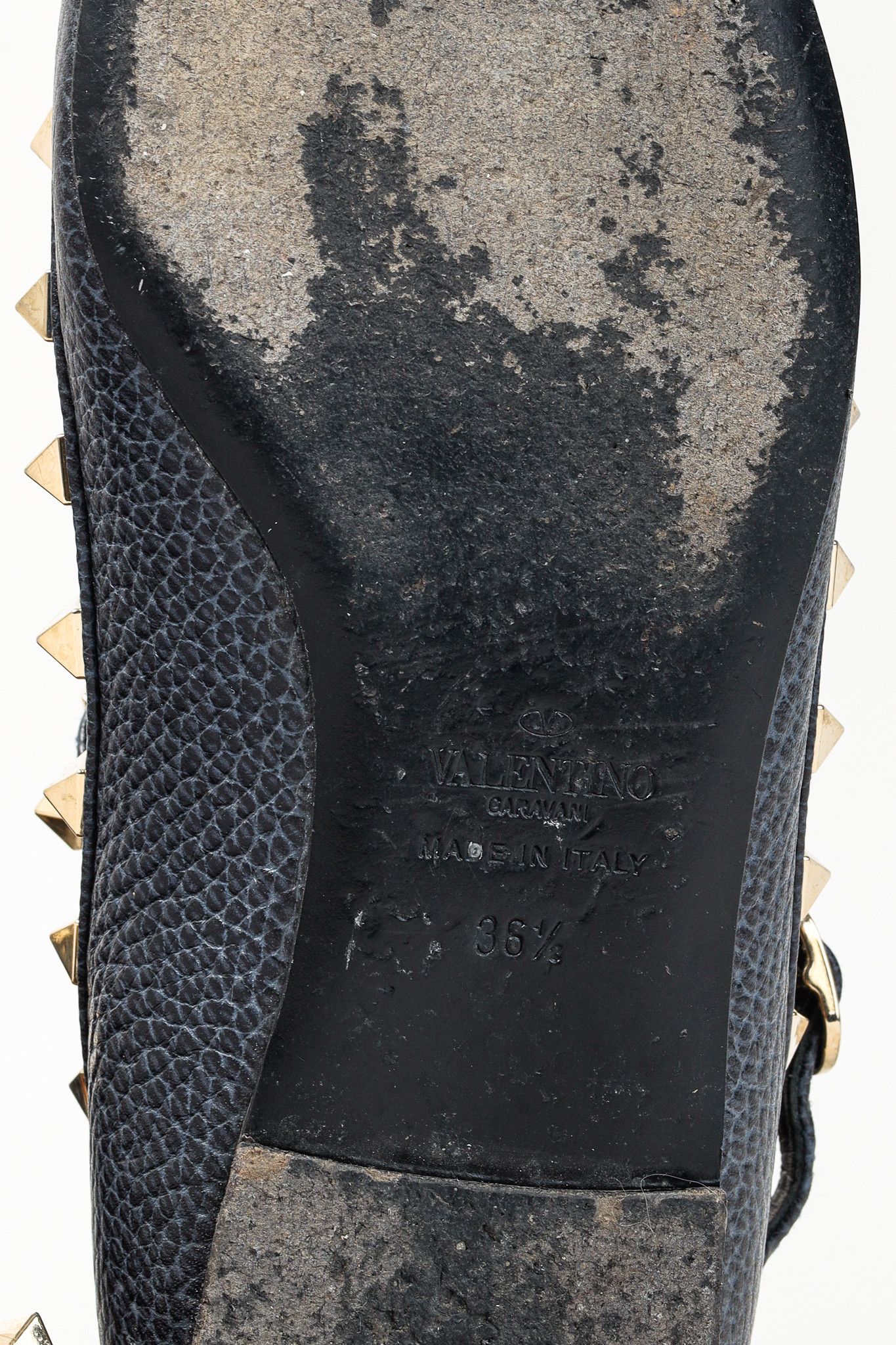Valentino Valentino Garavani Rockstud Pebble Leather Caged Flats Size US 6 / IT 36 - 7 Thumbnail