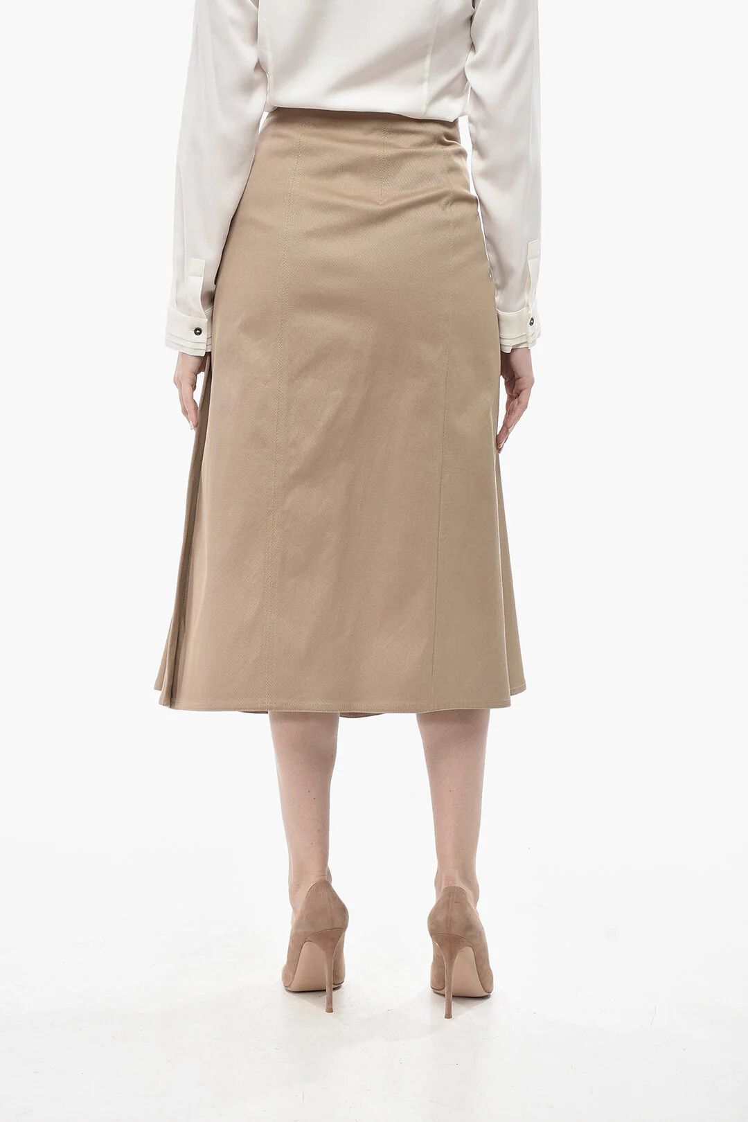 Dior o1mm0326 Midi Flared Skirt in Beige Size 27" / US 4 / IT 40 - 2 Thumbnail