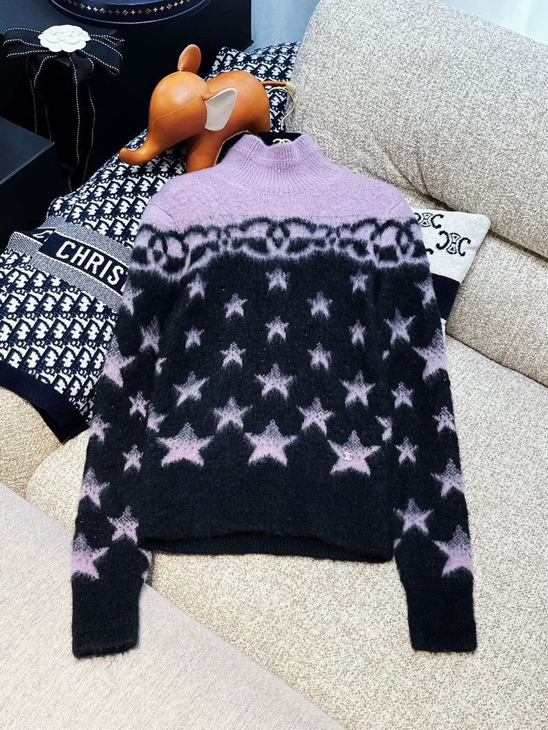 Chanel Chanel Gradient purple black star pattern long-sleeved cas Size XXS / US 00 / IT 34 - 1 Thumbnail