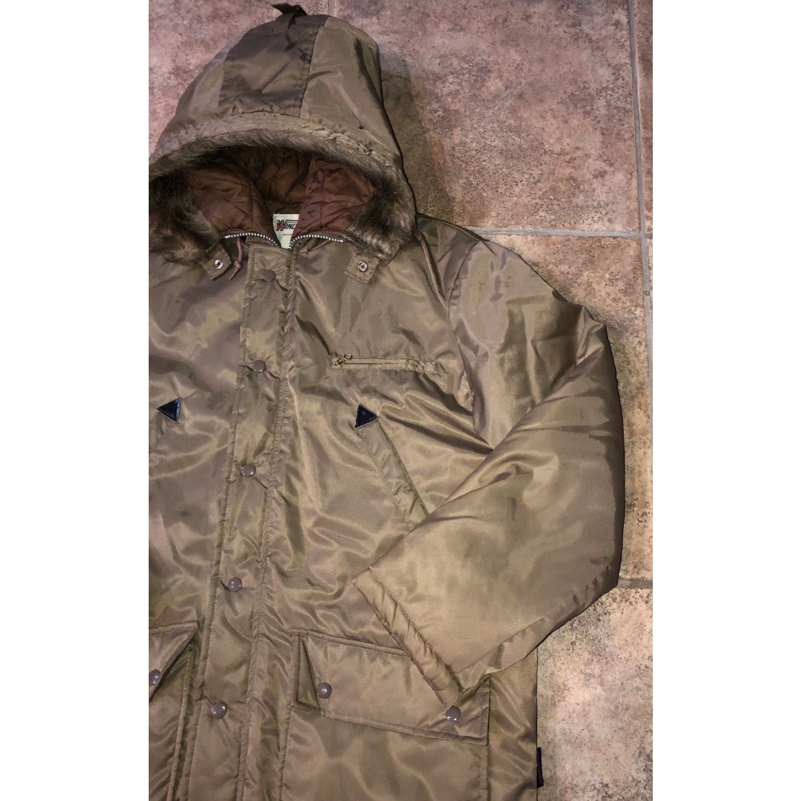 Vintage VINTAGE Windbreaker Jacket Mens Quilted Warm Full Zip Hooded Size M Brown Waterproof Water Resistant Casual Nylon Hooded Full Zip Jacket Size US M / EU 48-50 / 2 - 2 Thumbnail