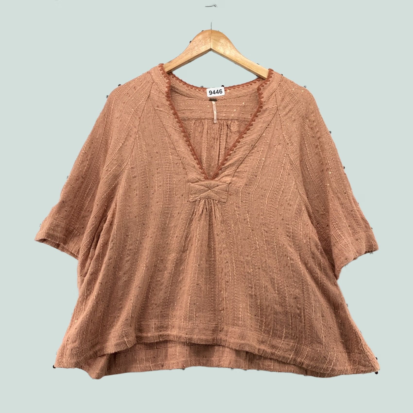 Free People Free People Blouse V-Neck Sequin Get Over It Shirt Pink XS Womens Size XS / US 0-2 / IT 36-38 - 1 Thumbnail
