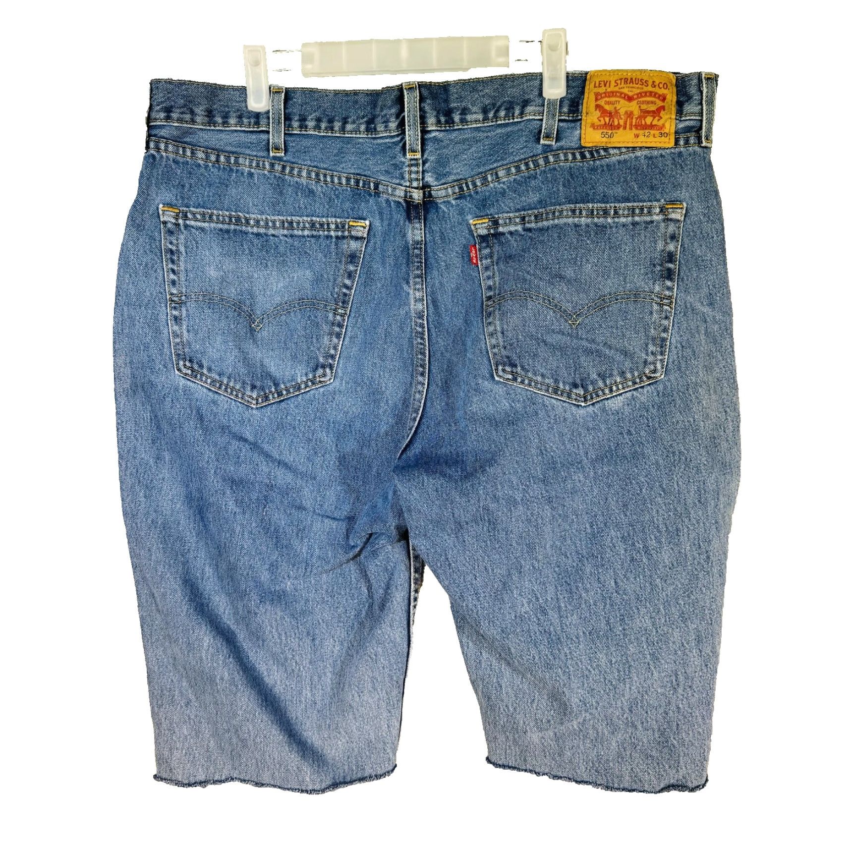 Levi's VINTAGE Levis 550 Denim Shorts Bermuda 42 Blue Relaxed 5-Pocket Denim Cotton Zip Mens Shorts 550 Size US 42 / EU 58 - 5 Thumbnail