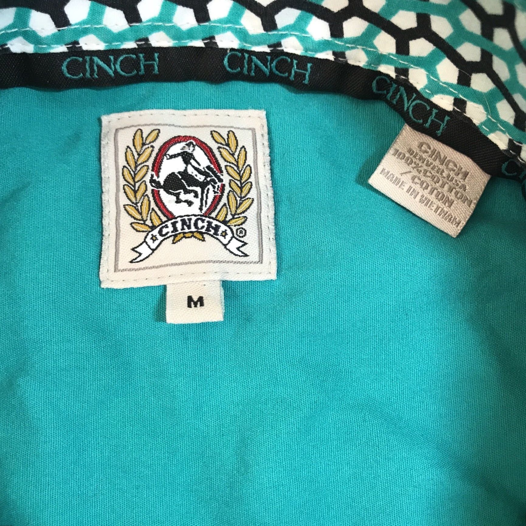 Vintage VINTAGE Cinch Western Cowboy Shirt 90s Teal Button-Up Long Sleeve Mens Size M Size US M / EU 48-50 / 2 - 3 Thumbnail