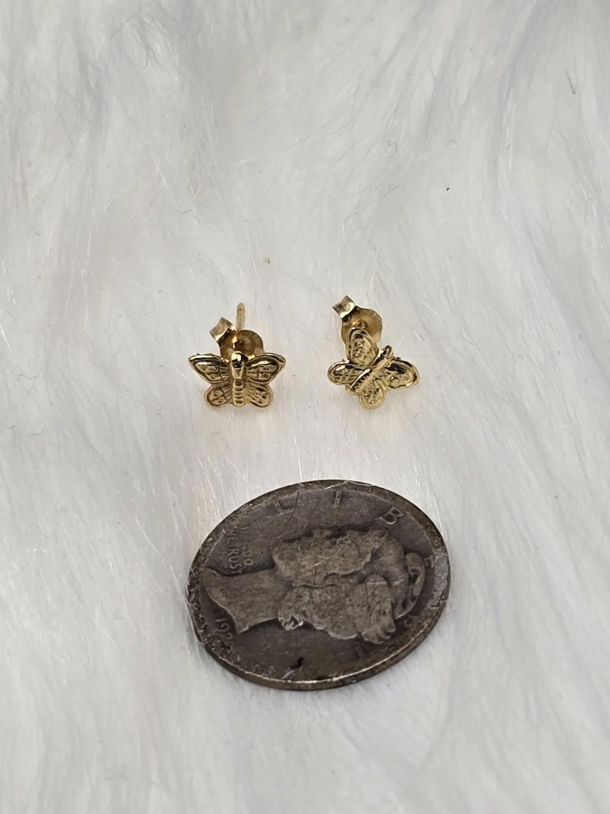 The Unbranded Brand 14K Yellow Gold Tiny Butterfly Stud Earrings Pierced Size ONE SIZE - 5 Thumbnail