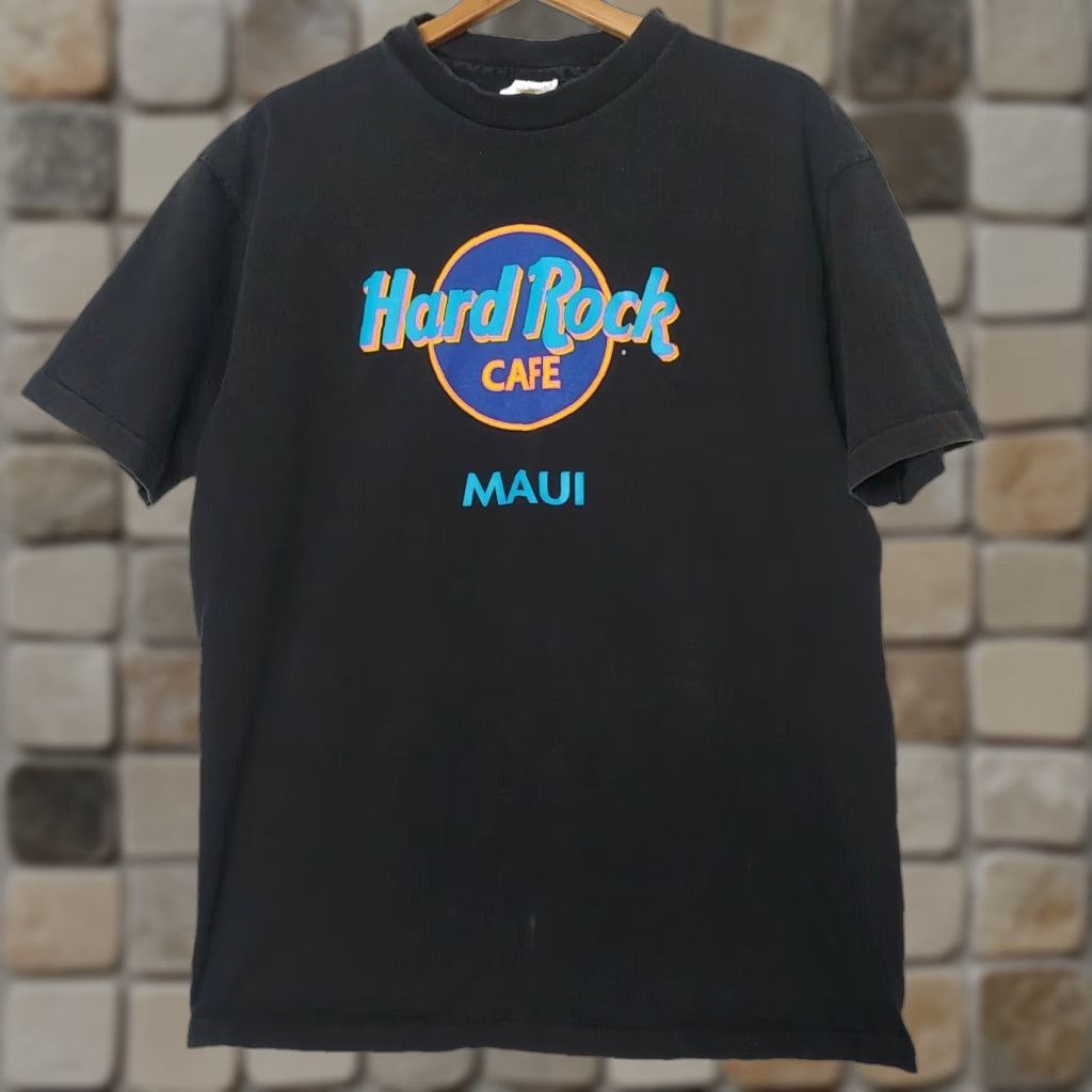 Hard Rock Cafe VINTAGE Hard Rock Cafe Shirt XL Black Neon Logo USA Short Sleeve Crew Neck 100% Cotton Men Music Rock Maui Hawaii Single Stitch T-Shirt Size US XL / EU 56 / 4 - 1 Thumbnail