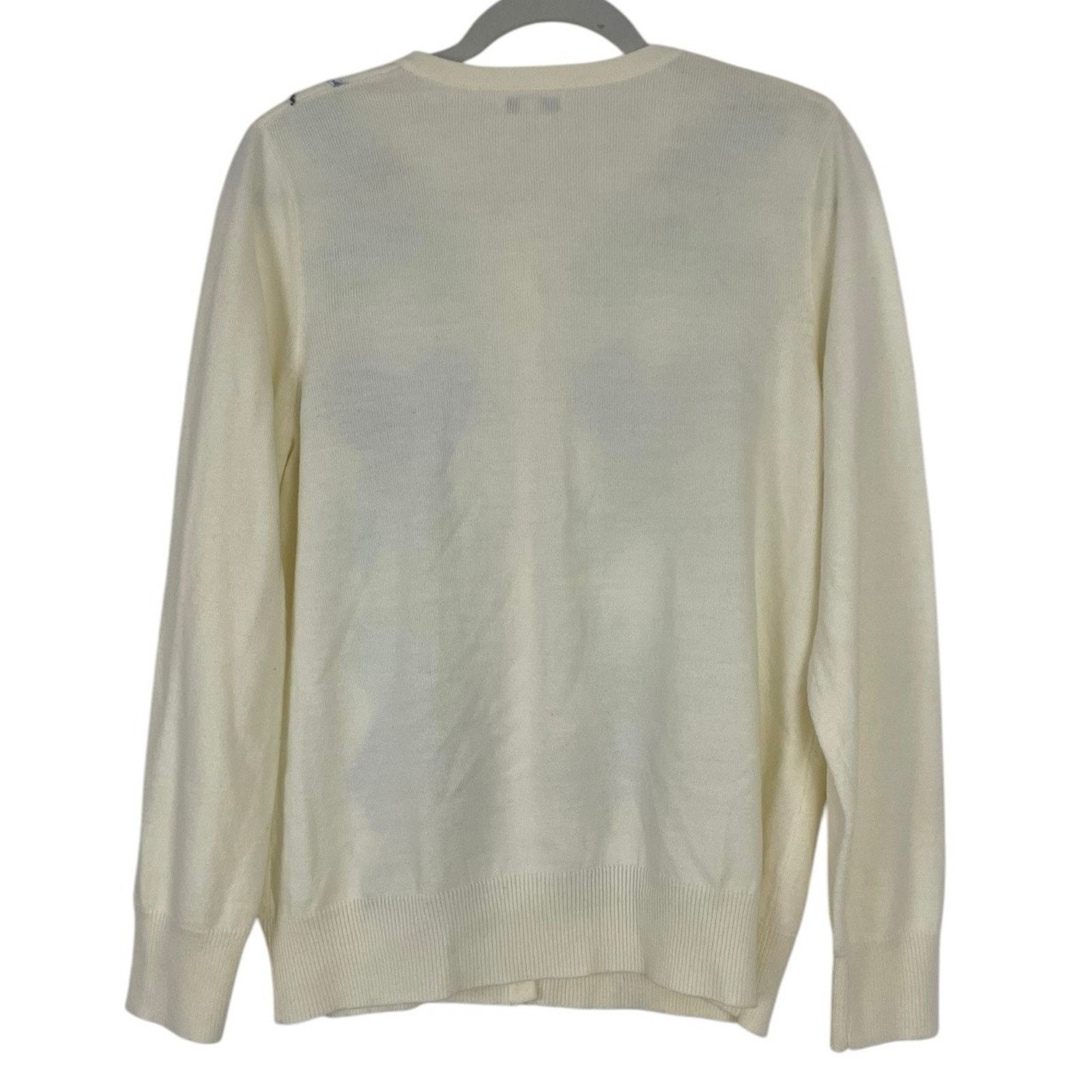 Croft & Barrow Croft & Barrow Cream and Blue Argyle Button Down Sweater Size L / US 10 / IT 46 - 4 Thumbnail