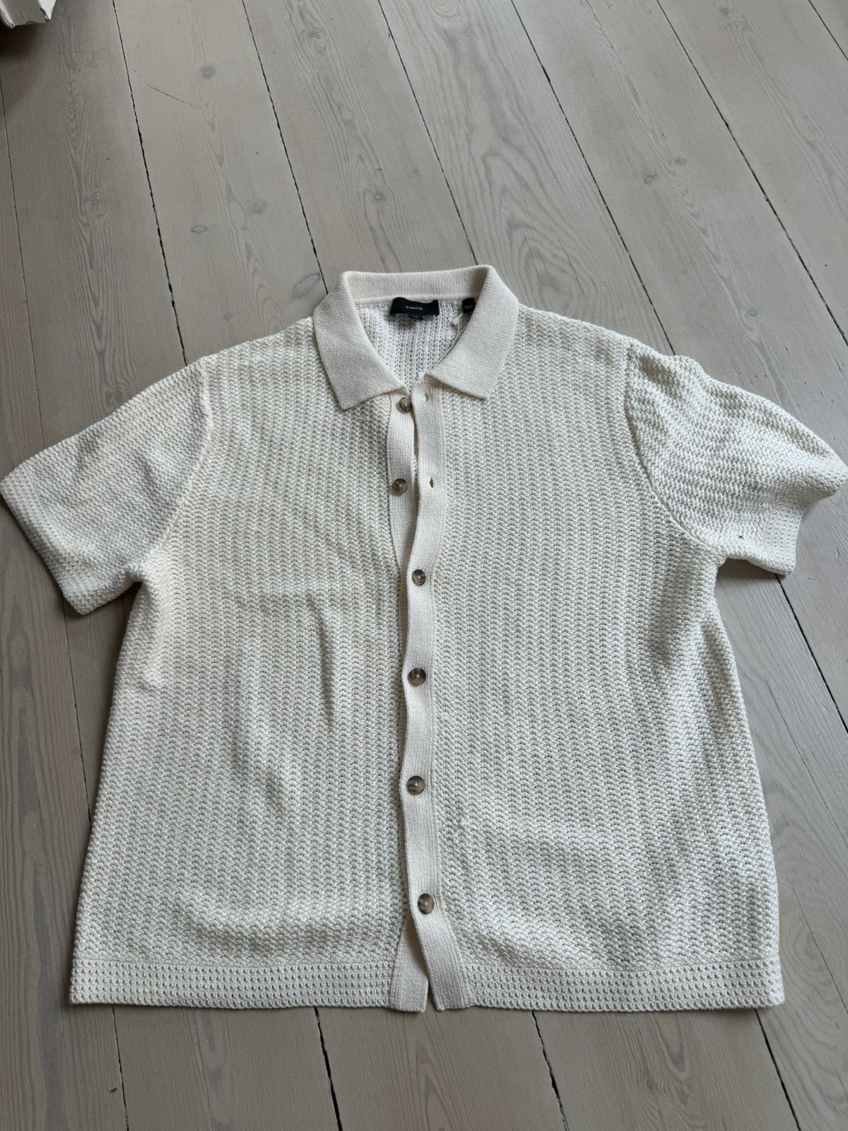 Vince Vince Crochet Short Sleeve Button Down Shirt Size US L / EU 52-54 / 3 - 1 Thumbnail