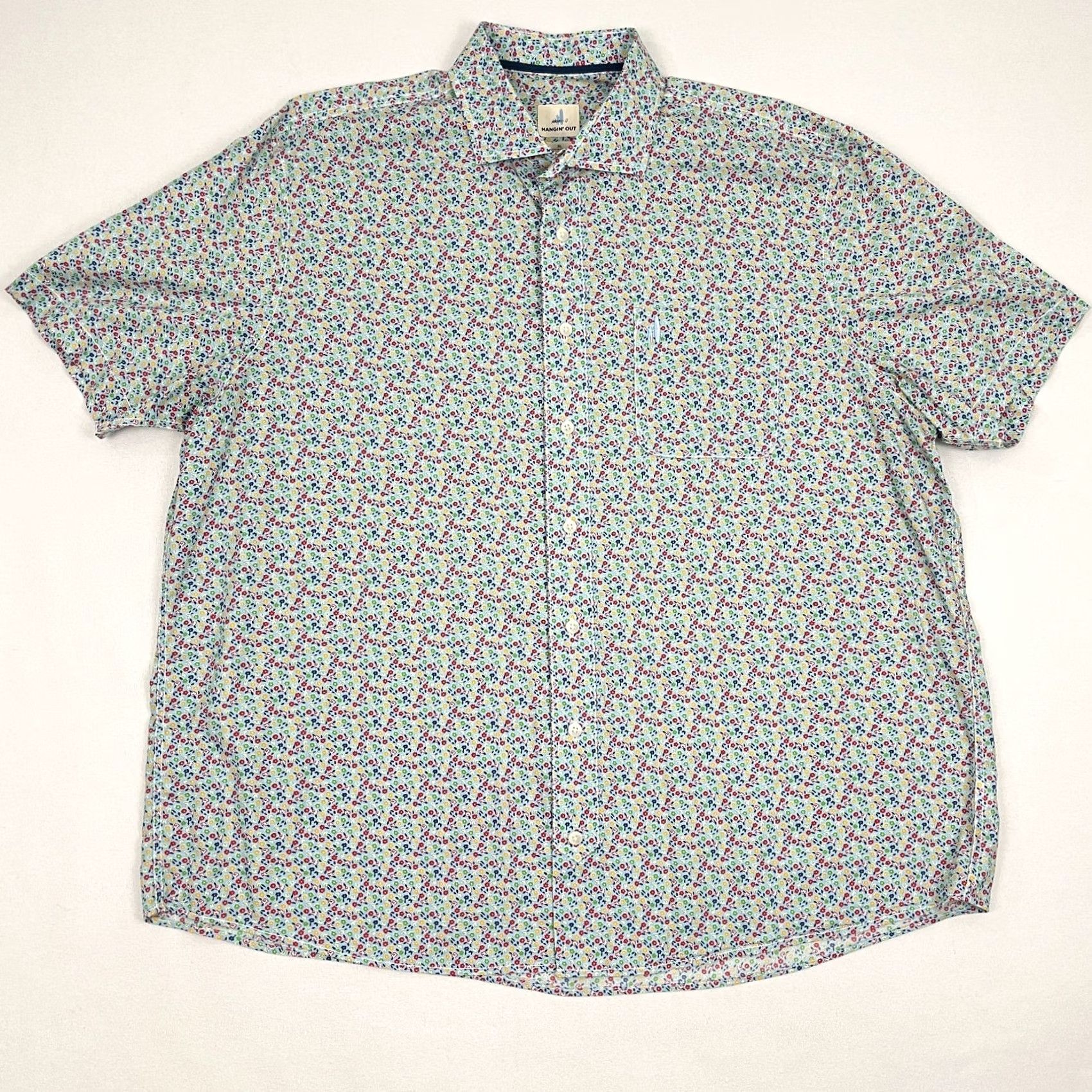 johnnie-O VINTAGE Johnnie O Hangin' Out Shirt Mens 2XL Blue Micro Floral Hawaiian Button Up Preppy Size US XXL / EU 58 / 5 - 3 Thumbnail
