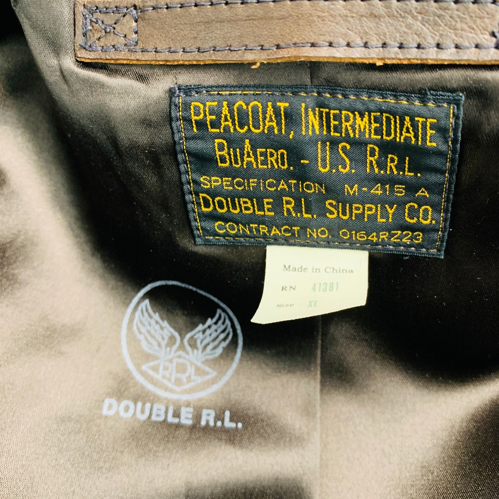 Ralph Lauren RRL by RALPH LAUREN Size XL Brown Leather Peacoat Size US XL / EU 56 / 4 - 7 Thumbnail