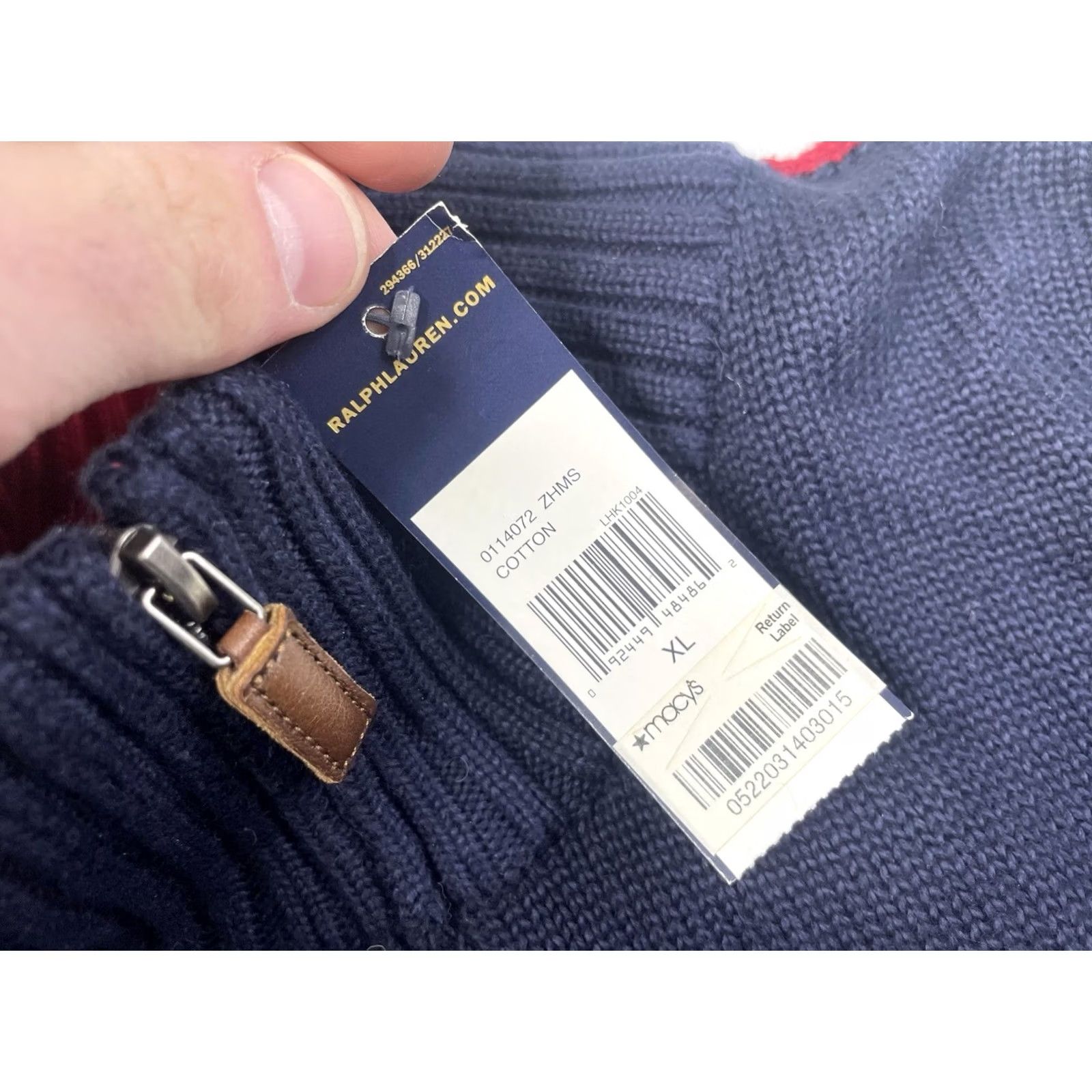 Polo Ralph Lauren VINTAGE? Polo Ralph Lauren Navy Blue Red Pony 1/4 Zip Knit Sweater Men XL Shirt Size US XL / EU 56 / 4 - 3 Thumbnail