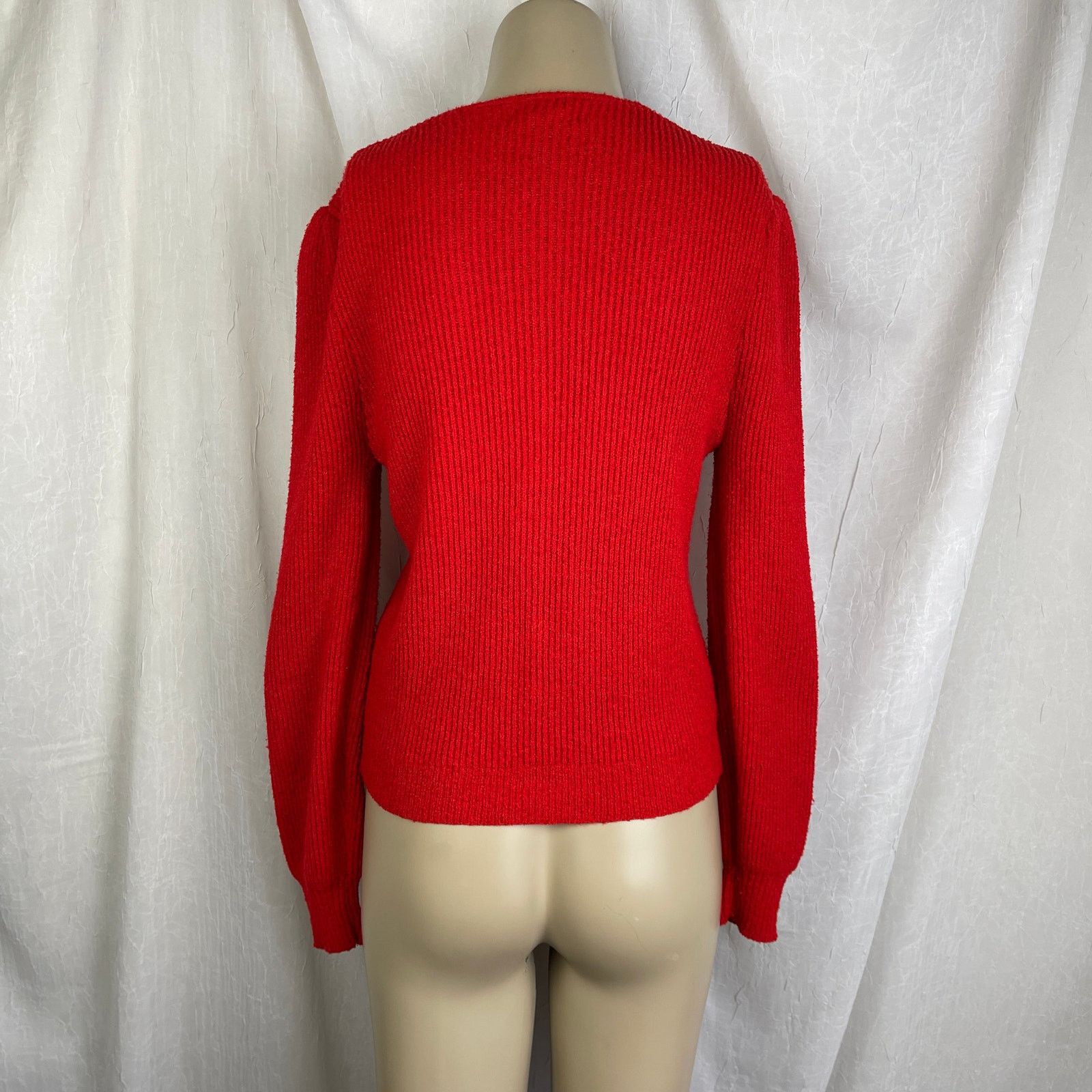 Vintage VTG 90’s Petites Just For You Red Cardigan Cozy Knit Sweater Size S / US 4 / IT 40 - 12 Thumbnail