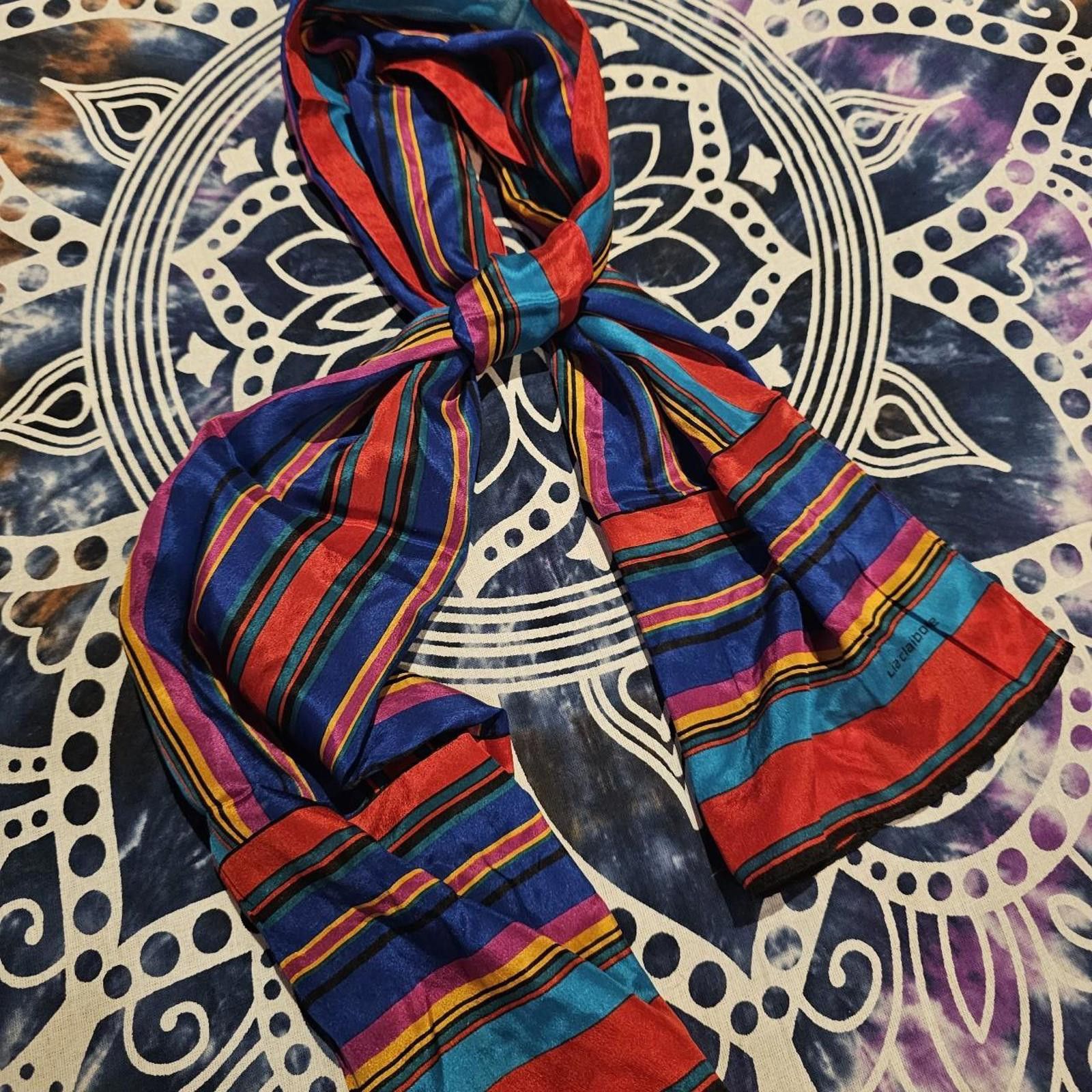 Designer Liz Claiborne Vintage Stripped Scarf Size ONE SIZE - 2 Thumbnail