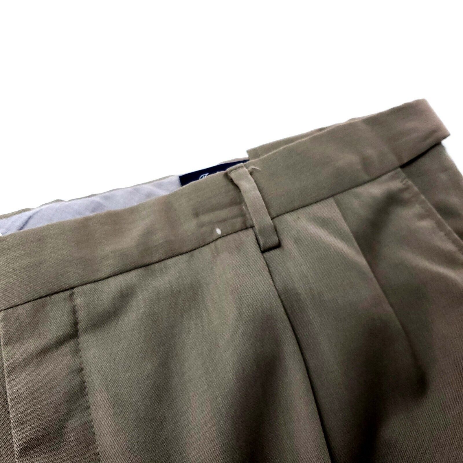 Lands' End Land's End Wool Dress Pants 45/29 Beige Pleated Traditional Size 44R - 3 Thumbnail