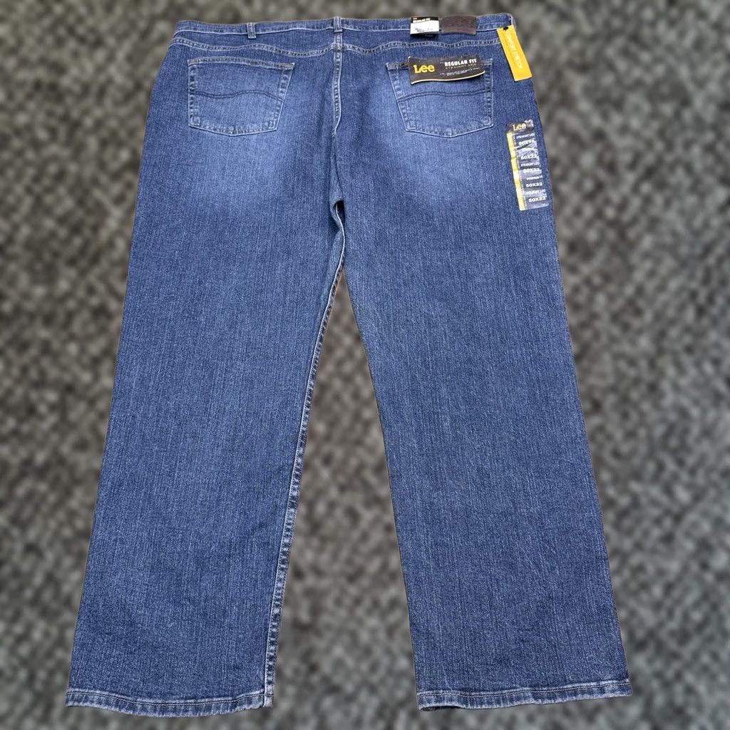 Lee Lee Jeans Mens Regular Fit Straight Denim 50x32 Stretch Classic Blue 5-Pocket USA Cotton Spandex Regular Rise Long Inseam 32 Regular Fits Size US 34 / EU 50 - 1 Thumbnail