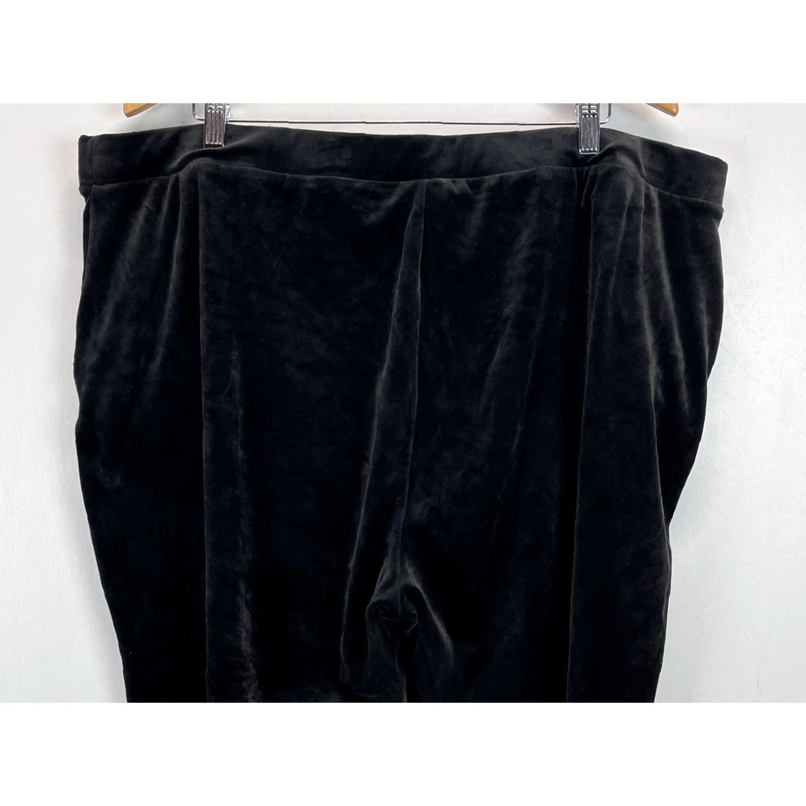 Vintage CHICO'S Black Velour Pants Plus Size 20/22 Casual Pull-On Elastic Waist with Pockets Women's Size 42" / US 20 - 4 Thumbnail