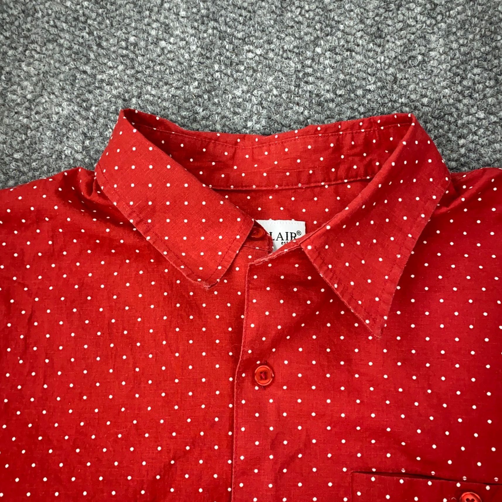 Affliction VINTAGE John Blair Shirt Mens Medium Red Polka Dot Short Sleeve Button Up Stretch Size US M / EU 48-50 / 2 - 3 Thumbnail