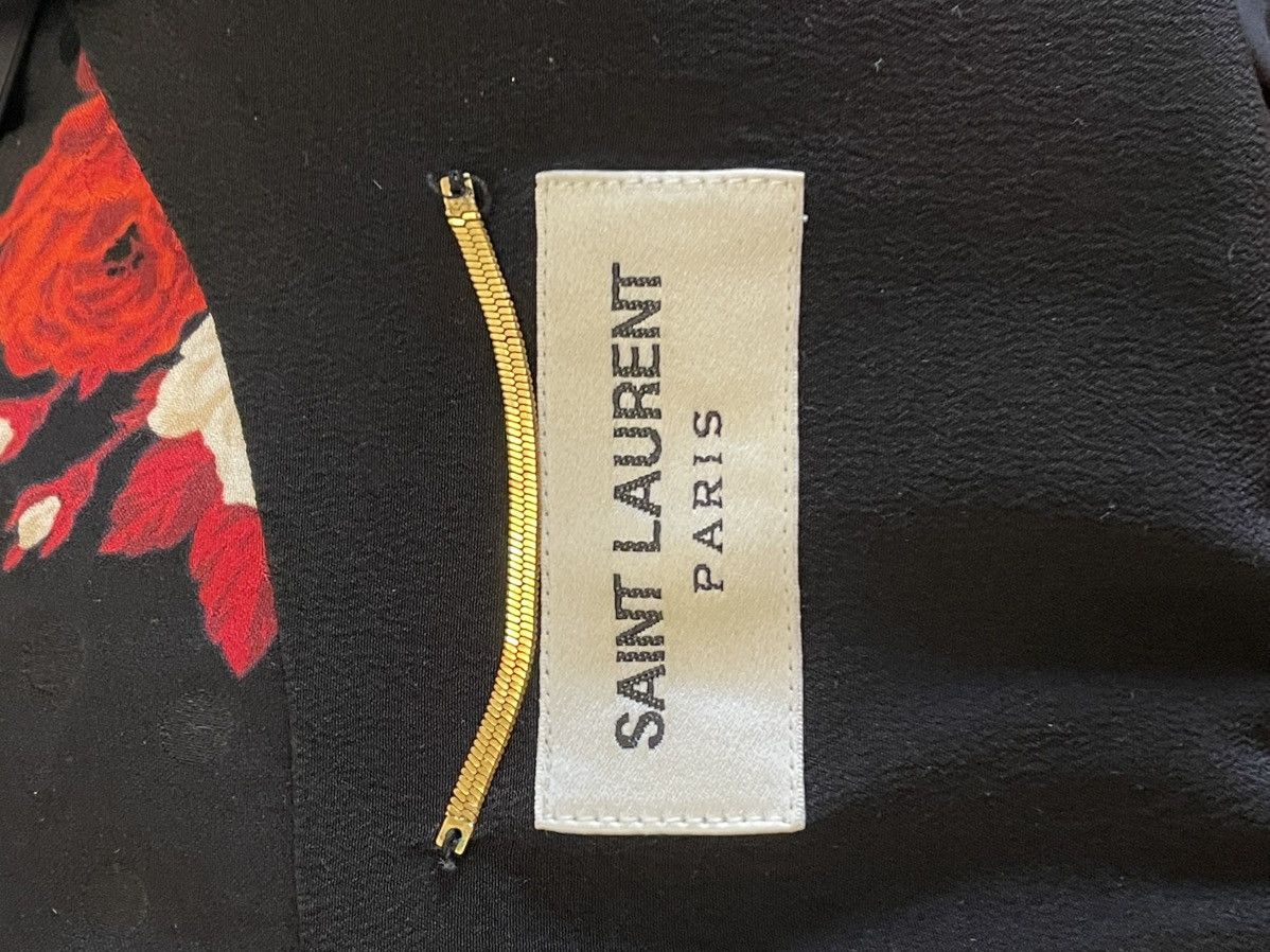 Saint Laurent Paris Saint Laurent Black Silk Floral Mini Dress – 2022 Collection Size S / US 4 / IT 40 - 4 Thumbnail