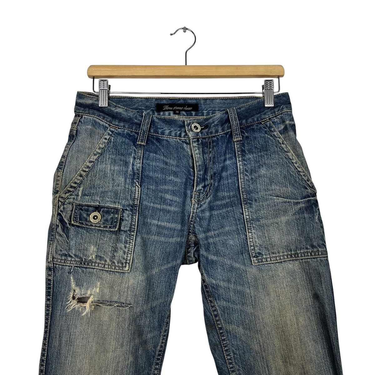 Japanese Brand Vintage Three Stone Throw Distressed Bush Pants Size 30" / US 8 / IT 44 - 2 Thumbnail