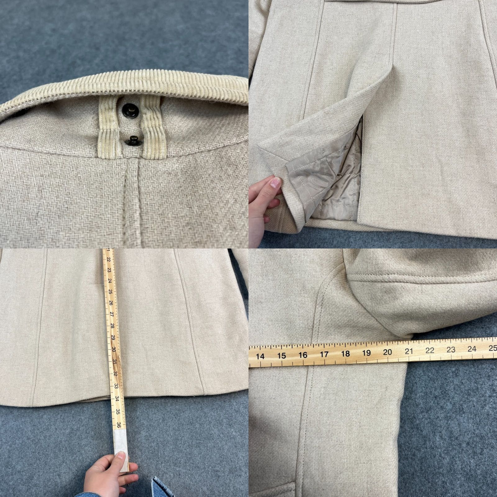 Tommy Hilfiger Tommy Hilfiger Coat Womens Cream Wool Corduroy Collar Knit Cuffs XL Designer Size XL / US 12-14 / IT 48-50 - 9 Thumbnail