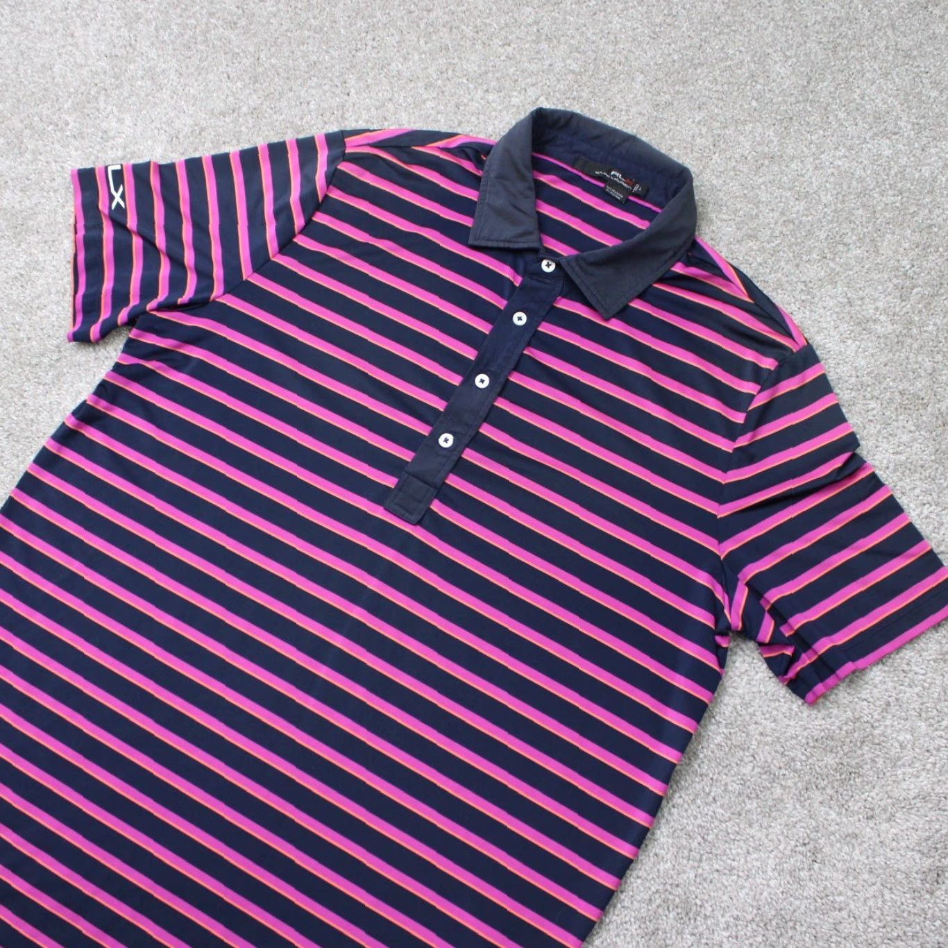 RLX Ralph Lauren RLX Ralph Lauren Polo Shirt Men Large Pink/Blue Golf Polyester Blend Short Sleeve Polo Shirt Size US L / EU 52-54 / 3 - 3 Thumbnail