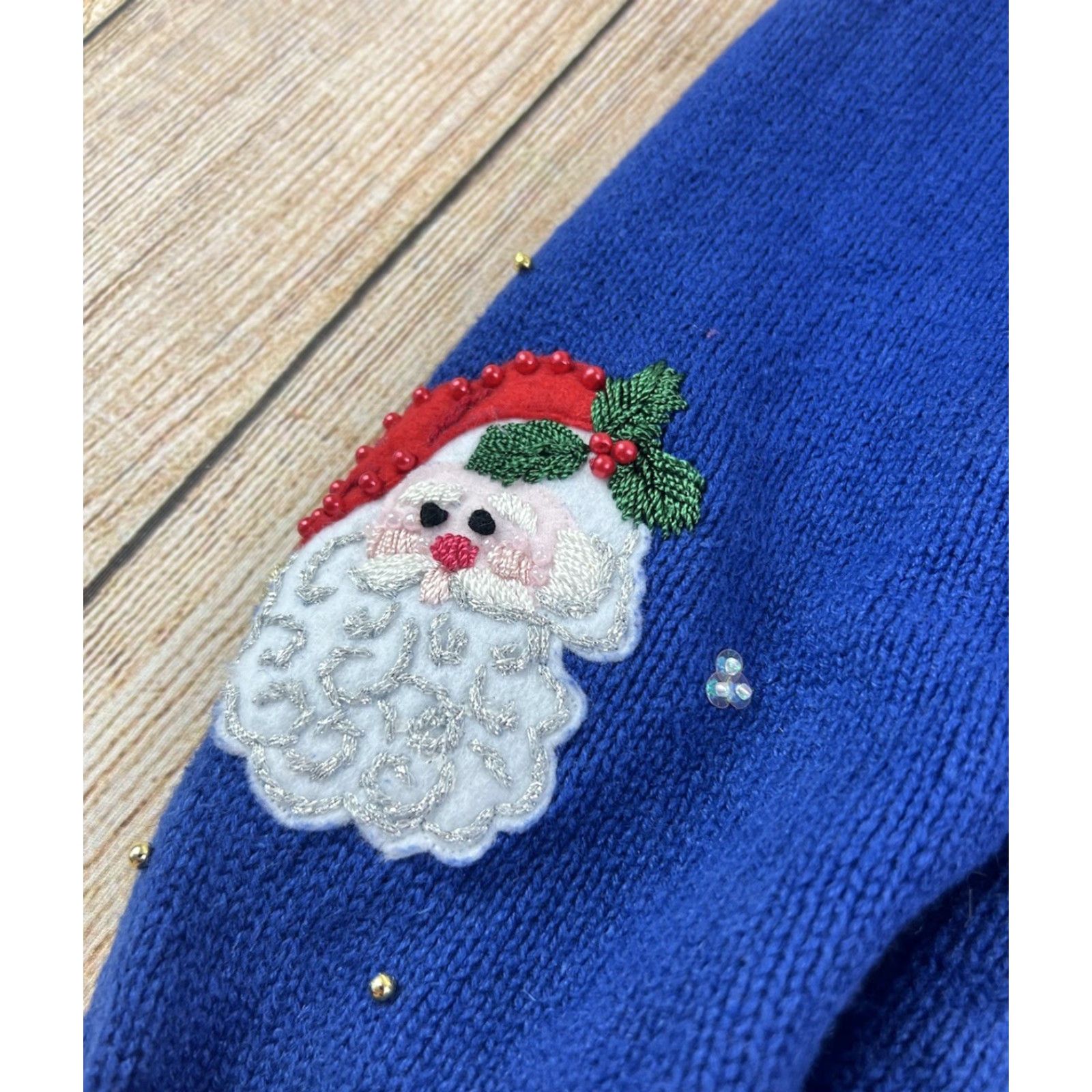 Vintage VINTAGE Heirloom Collectibles Christmas Santa Claus Blue Zip Cardigan Sweater XL Women Regular Size XL / US 12-14 / IT 48-50 - 4 Thumbnail
