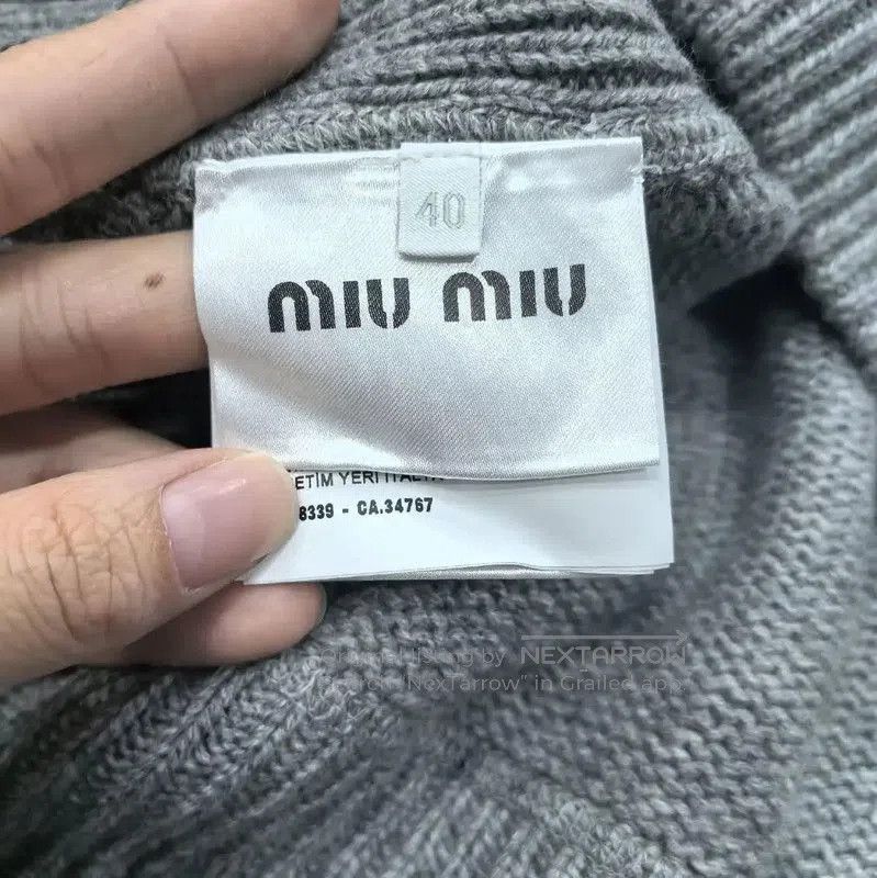Miu Miu Miu Miu Gray Cropped Sweater for Women . Size L / US 10 / IT 46 - 5 Thumbnail