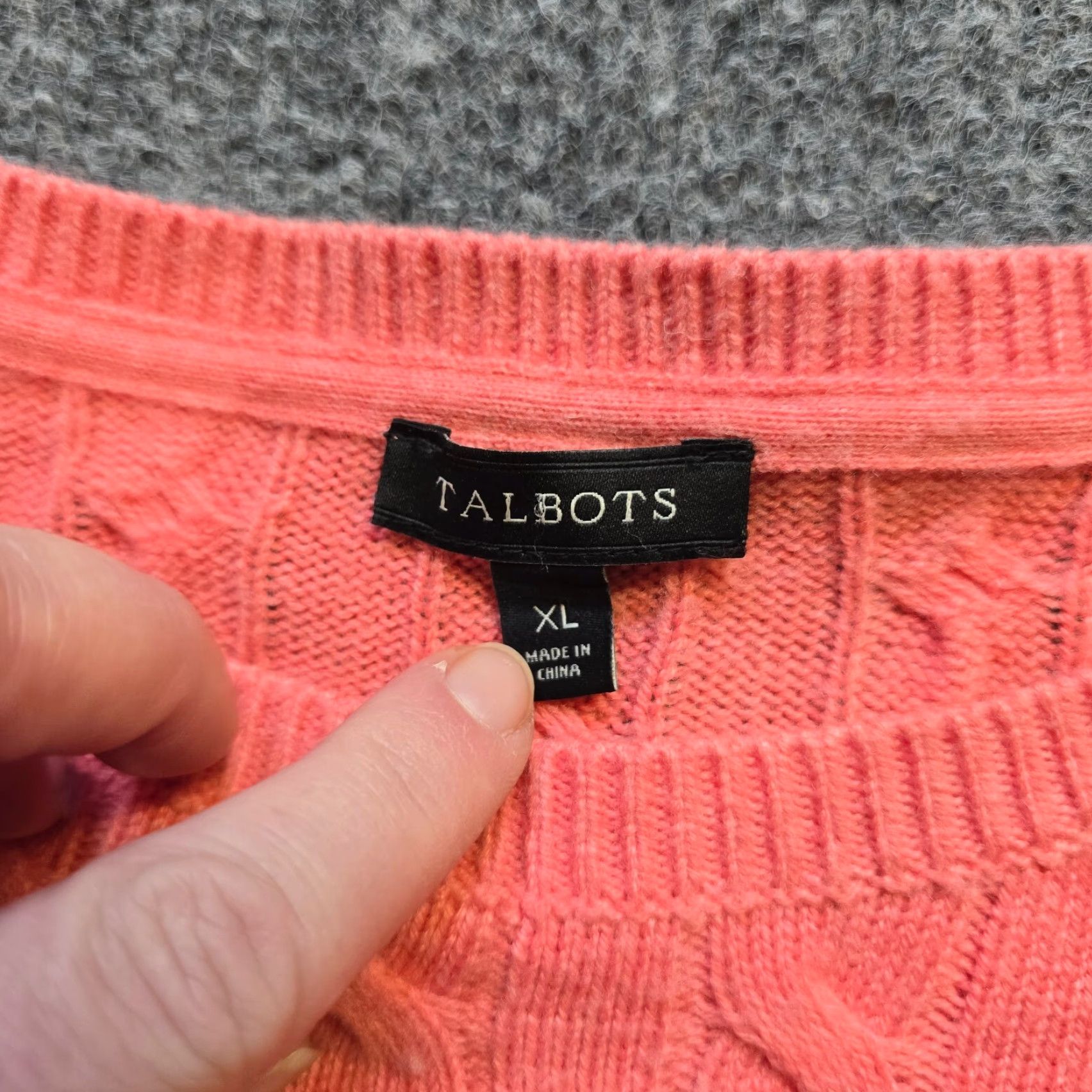 Talbots Talbots Sweater Womens Size XL Orange Pink Cable Knit Lambs Wool Casual Capsule Size XL / US 12-14 / IT 48-50 - 4 Thumbnail