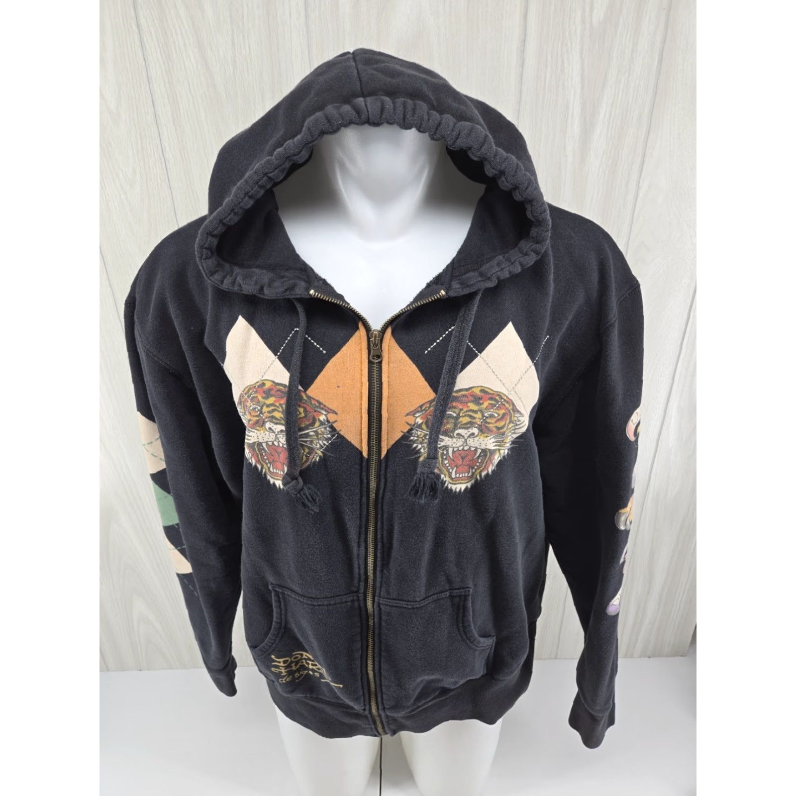 Ed Hardy VINTAGE Ed Hardy Women's Full Zip Hoodie Tiger Logo 3XL Black Knit Cotton Polyester Rhinestone Zipper Hoodie Sweatshirt Ladies Size XXL / US 16-18 / IT 52-54 - 3 Thumbnail