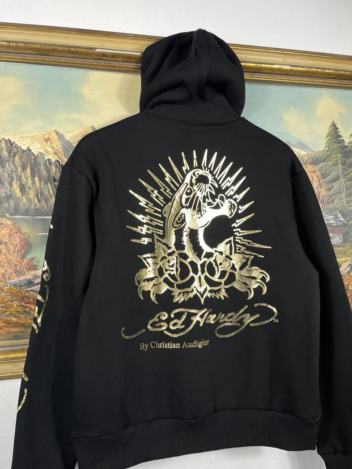 Christian Audigier × Ed Hardy × Vintage Ed Hardy Retro 00s Hoodie Sweatshirt Affliction Grunge Size M / US 6-8 / IT 42-44 - 9 Thumbnail