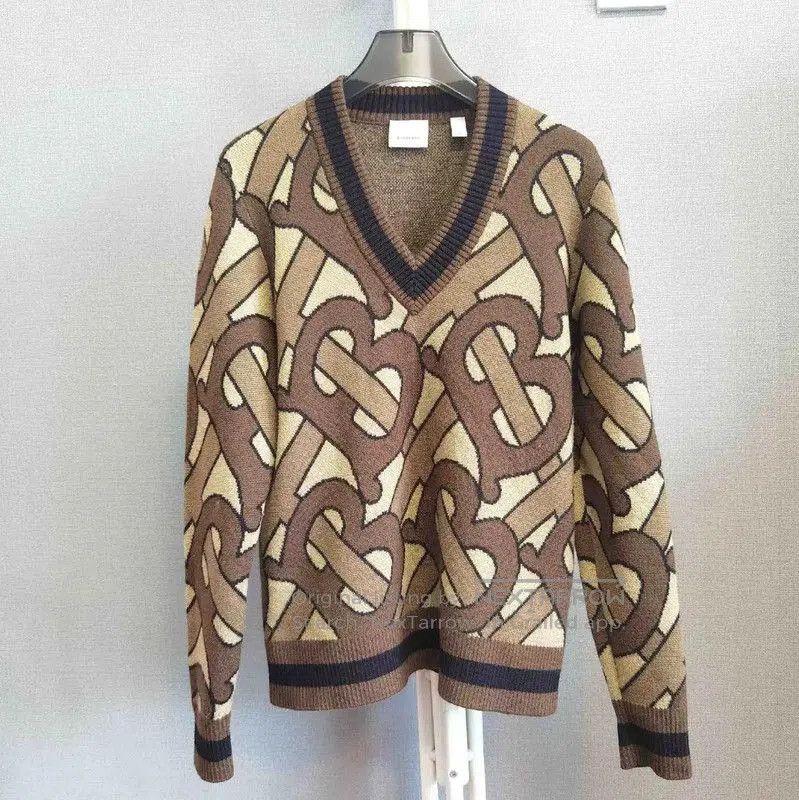 Burberry Colorblock Wool Knit Sweater.