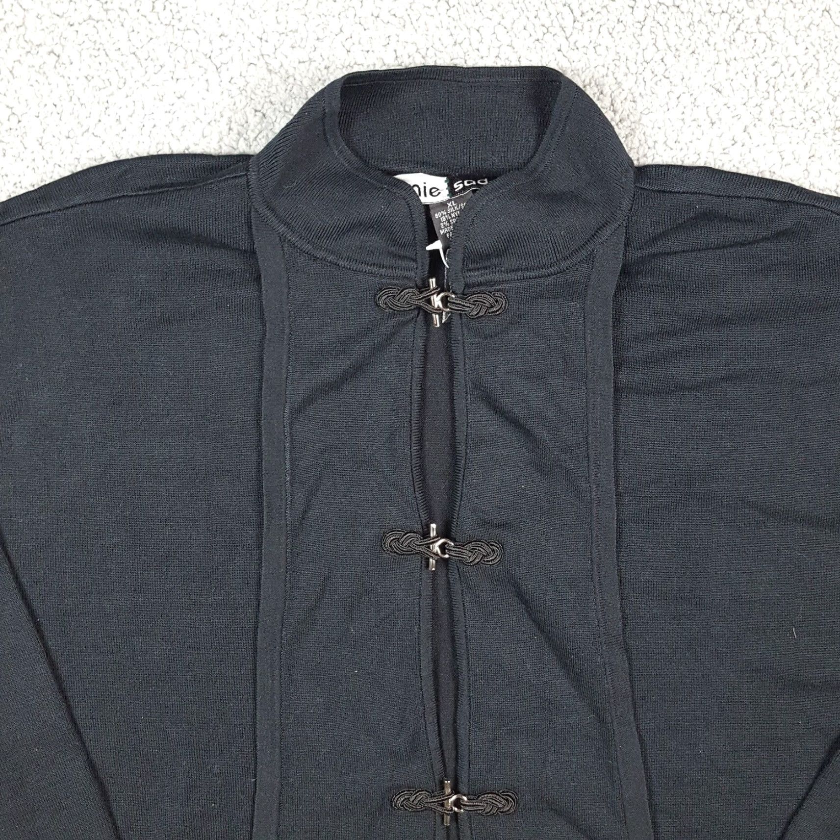 Vintage VINTAGE Jamie Sadock Black Silk Knit Cardigan Sweater Women's XL Long Sleeve Frog Button Preppy 90s Retro Size XL / US 12-14 / IT 48-50 - 2 Thumbnail