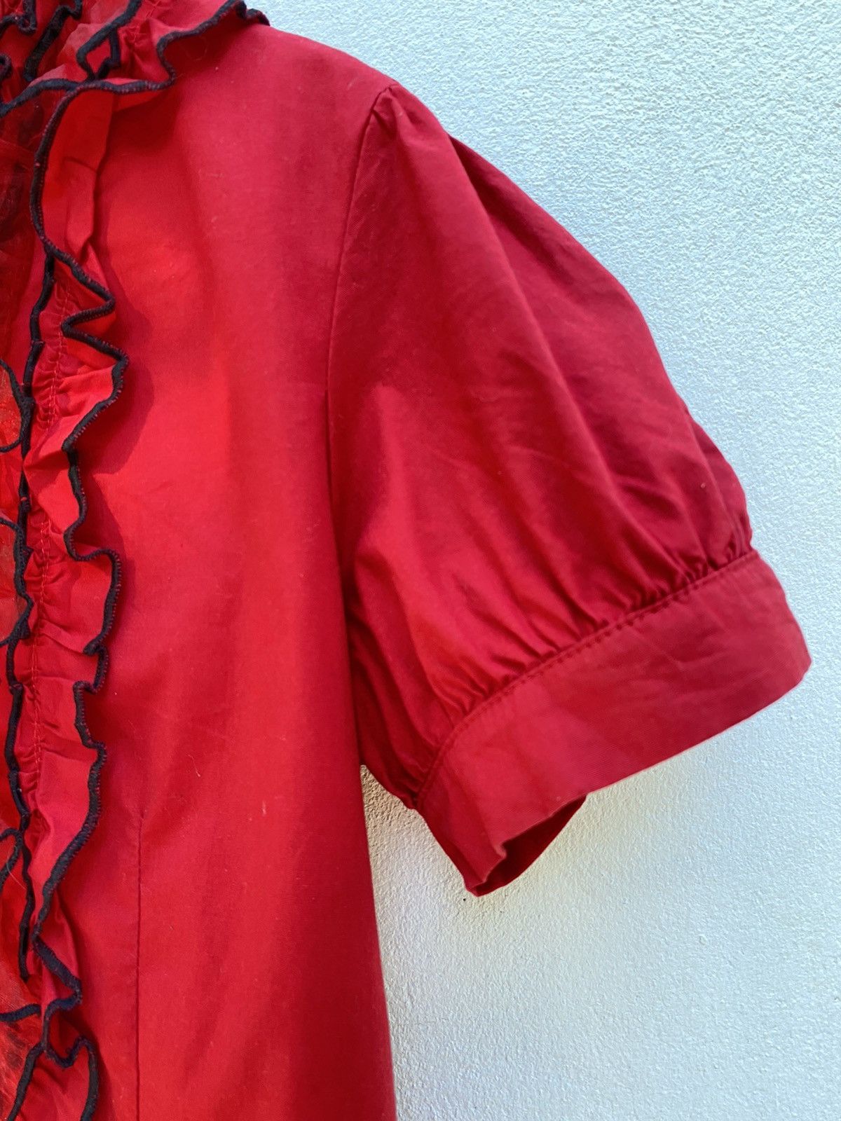 Designer × Japanese Brand Heart 2 Heart Y2K red ruffle blouse shirt Size XS / US 0-2 / IT 36-38 - 7 Thumbnail