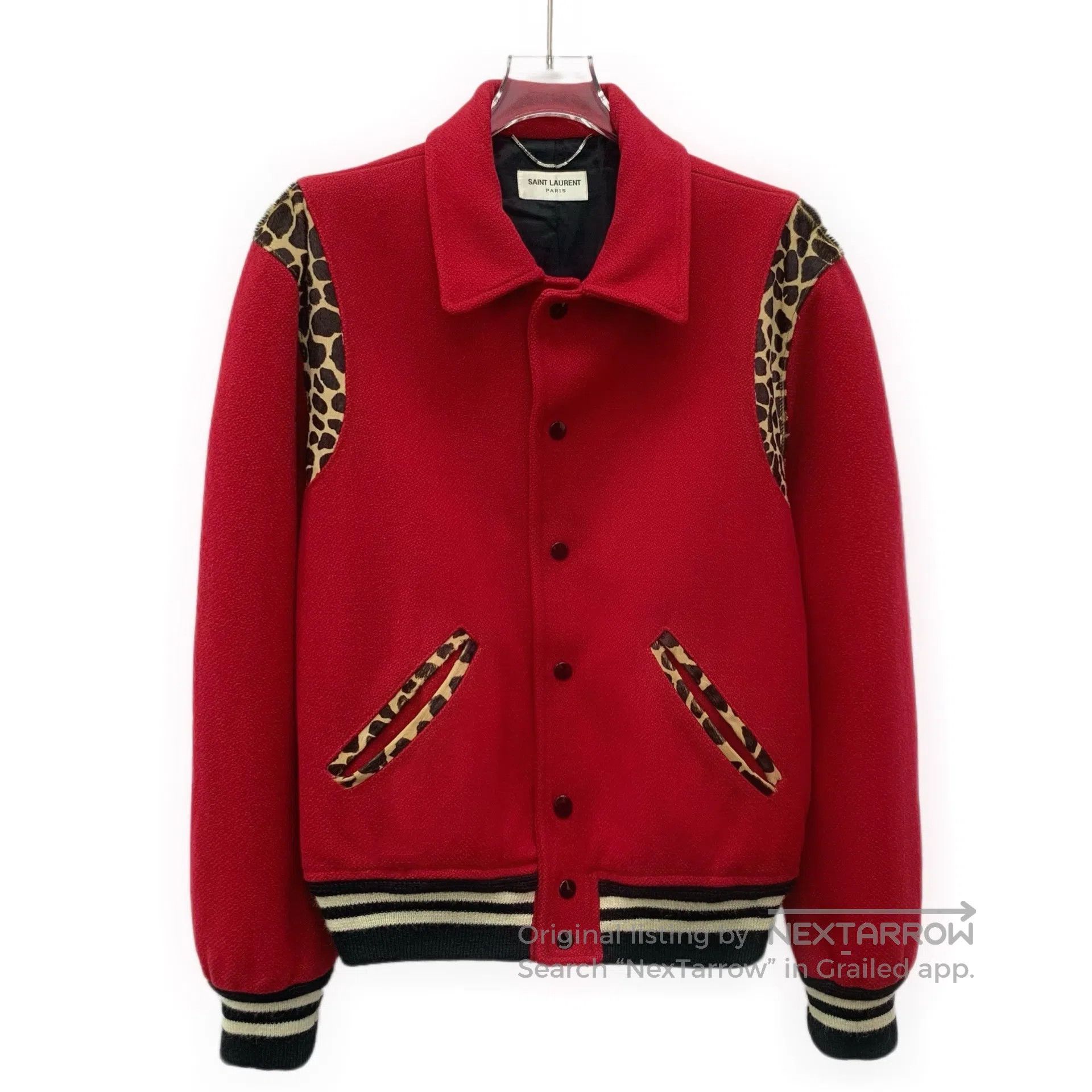 Saint Laurent Paris Saint Laurent Paris Red leopard print striped design wool Size US S / EU 44-46 / 1 - 1 Thumbnail