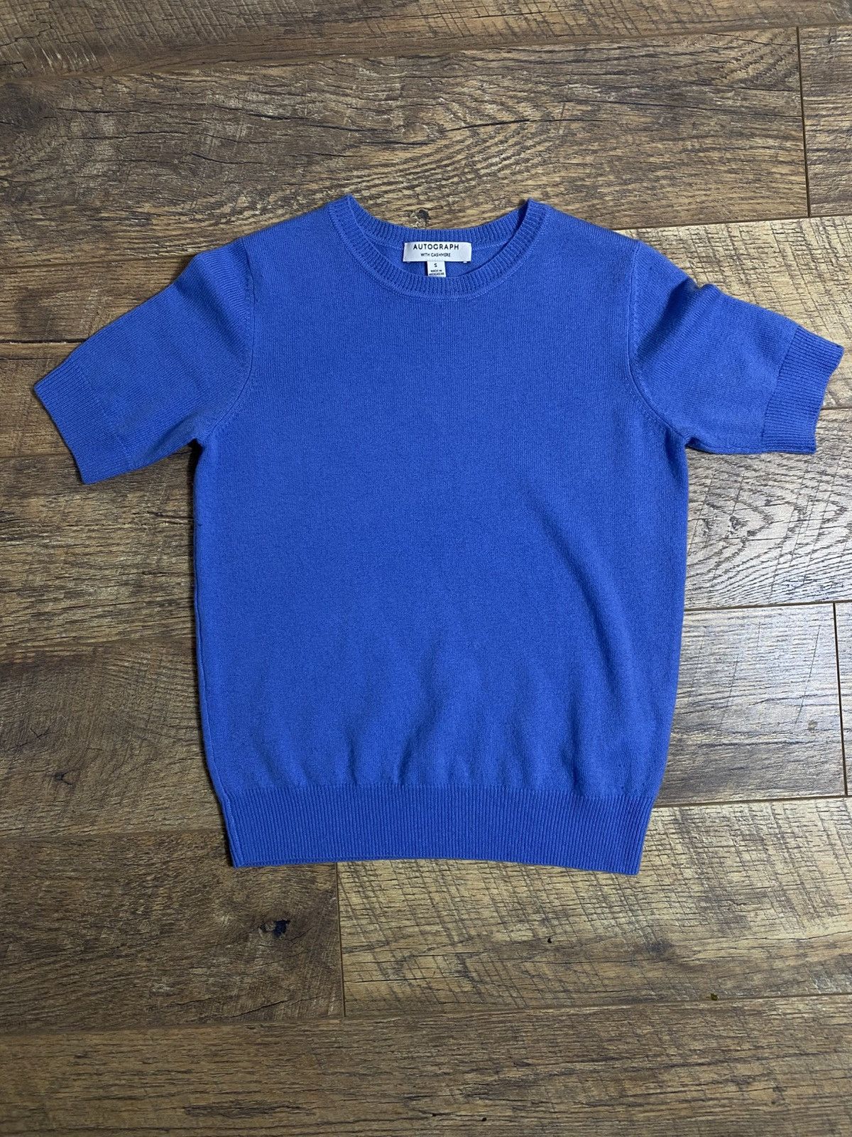 Japanese Brand Autograph M&S Blue Merino Wool & Cashmere Knit Tee S Size S / US 4 / IT 40 - 1 Thumbnail